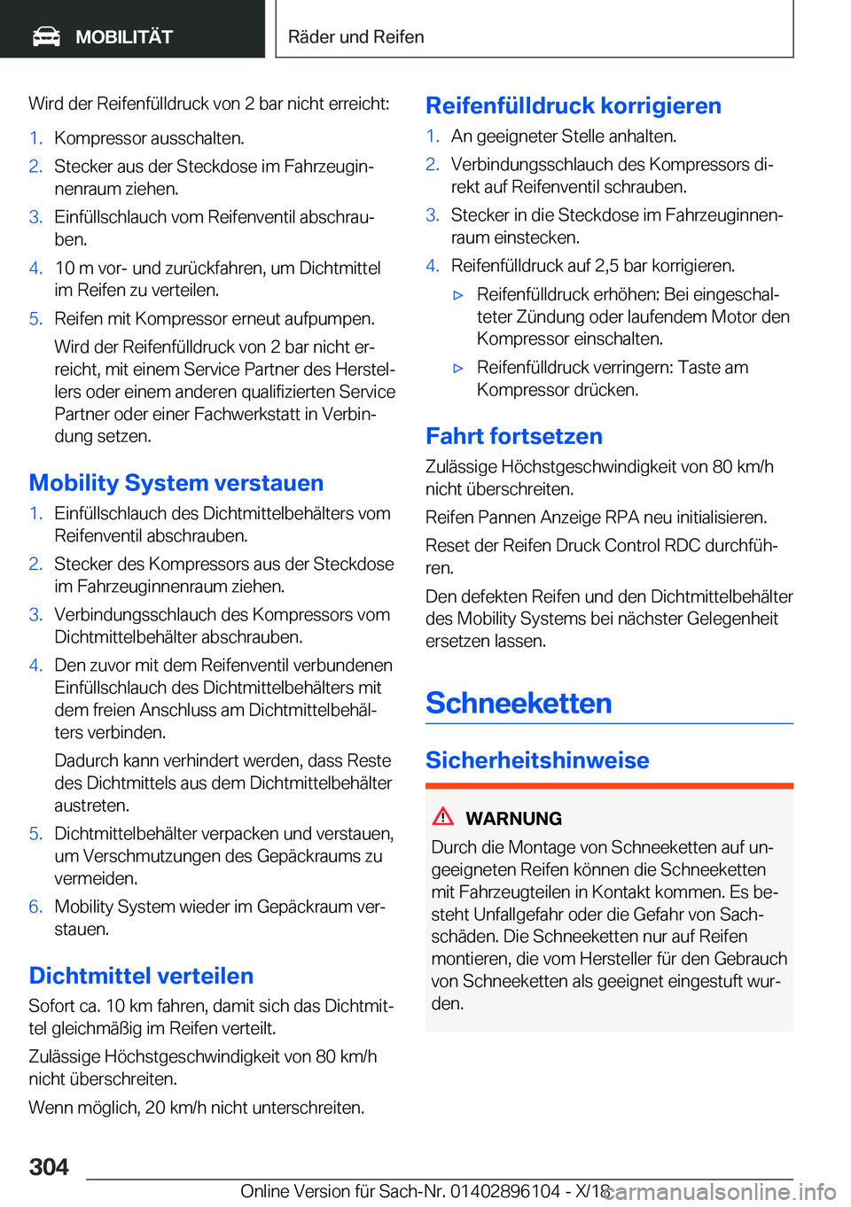 BMW X6 2019  Betriebsanleitungen (in German) �W�i�r�d��d�e�r��R�e�i�f�e�n�f�
