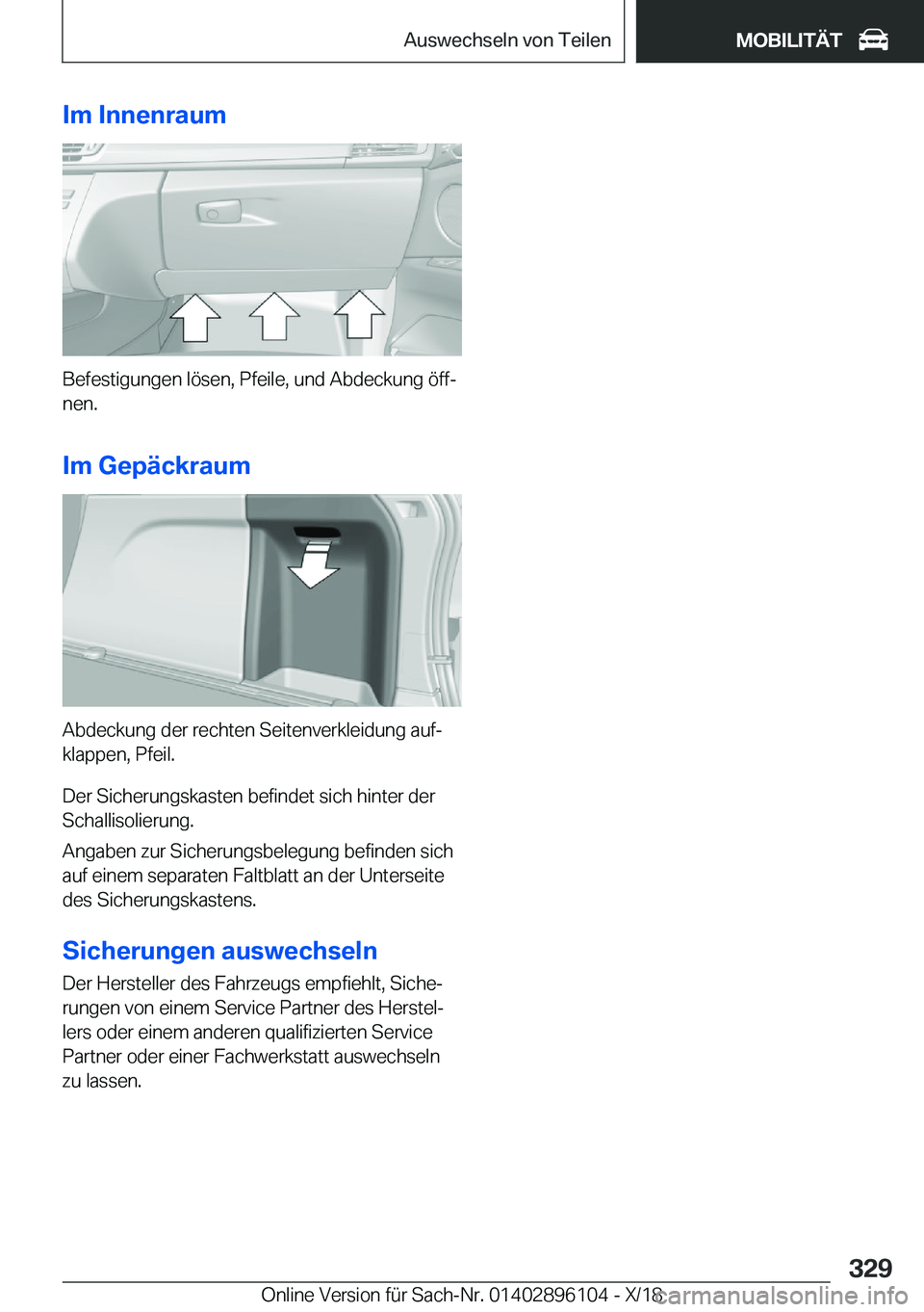 BMW X6 2019  Betriebsanleitungen (in German) �I�m��I�n�n�e�n�r�a�u�m
�B�e�f�e�s�t�i�g�u�n�g�e�n��l�