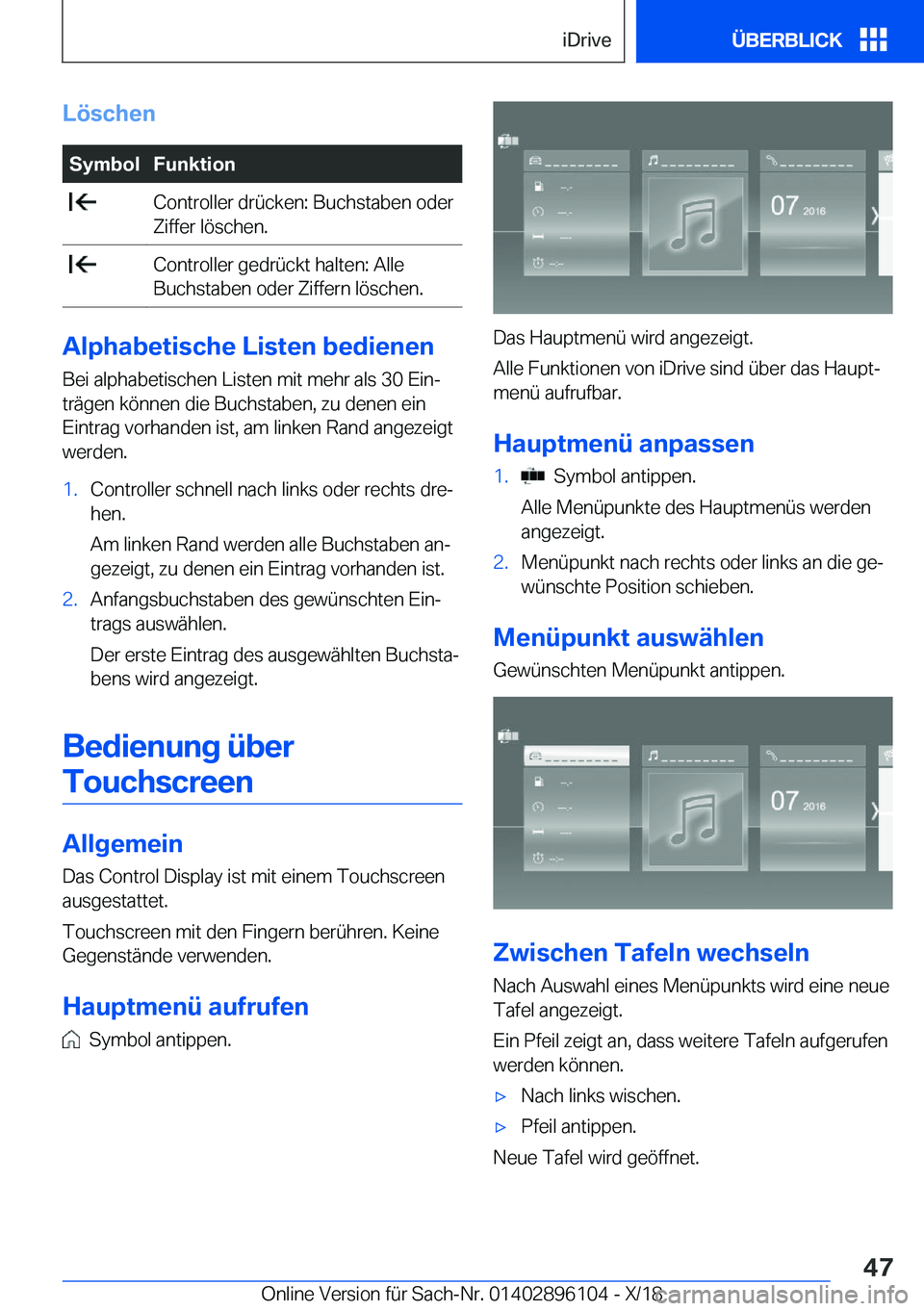 BMW X6 2019  Betriebsanleitungen (in German) �L�