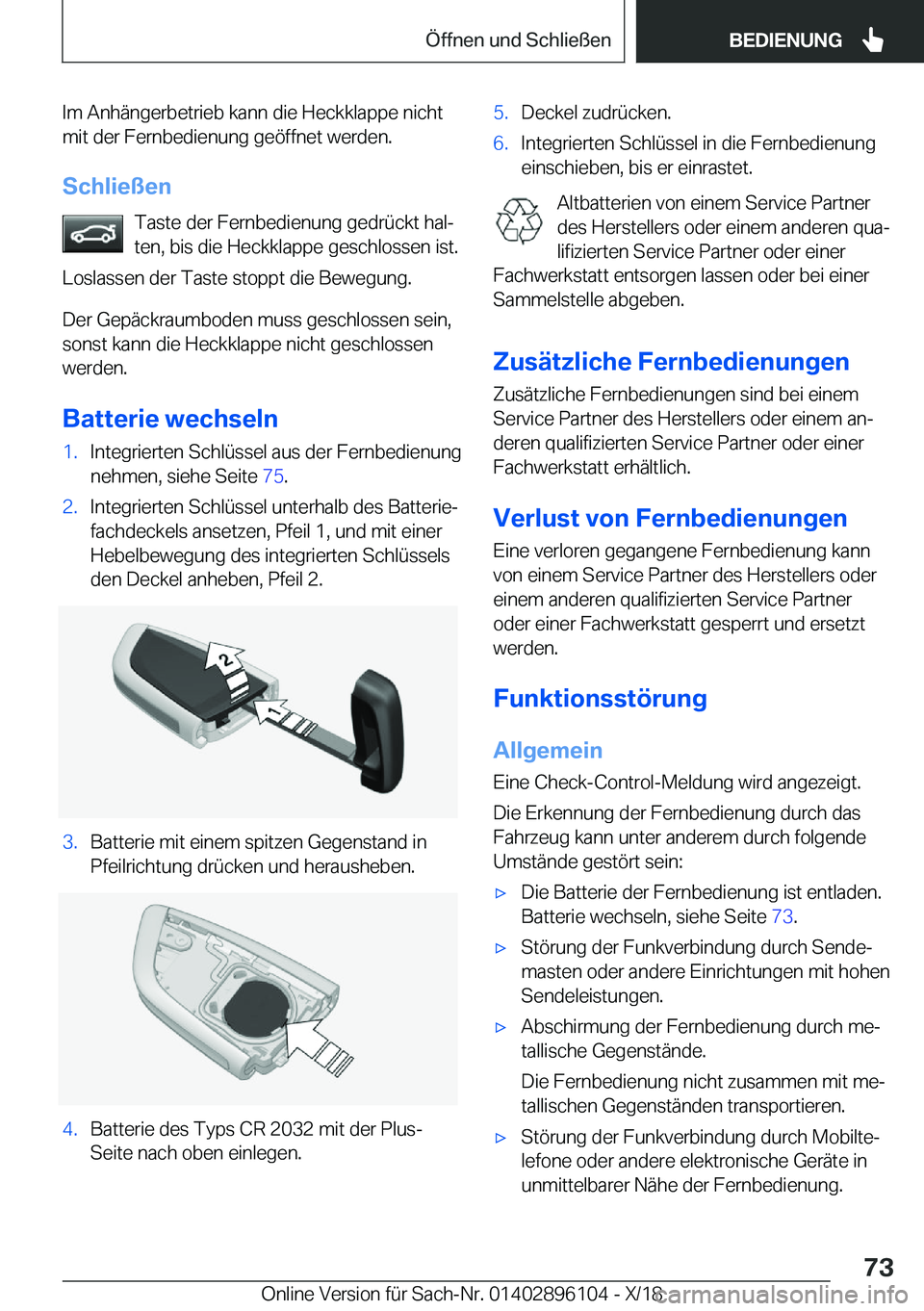 BMW X6 2019  Betriebsanleitungen (in German) �I�m��A�n�h�