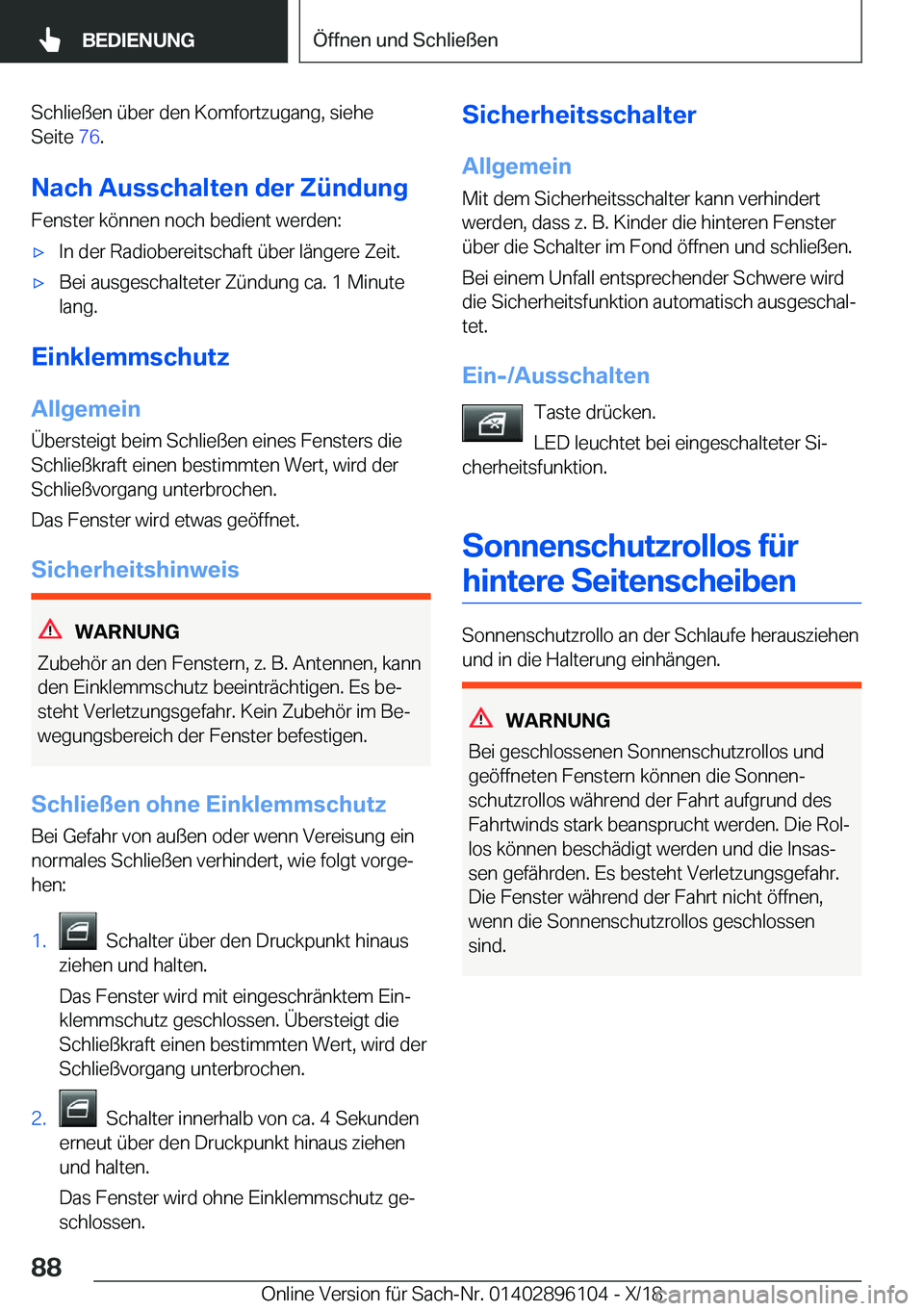BMW X6 2019  Betriebsanleitungen (in German) �S�c�h�l�i�e�
