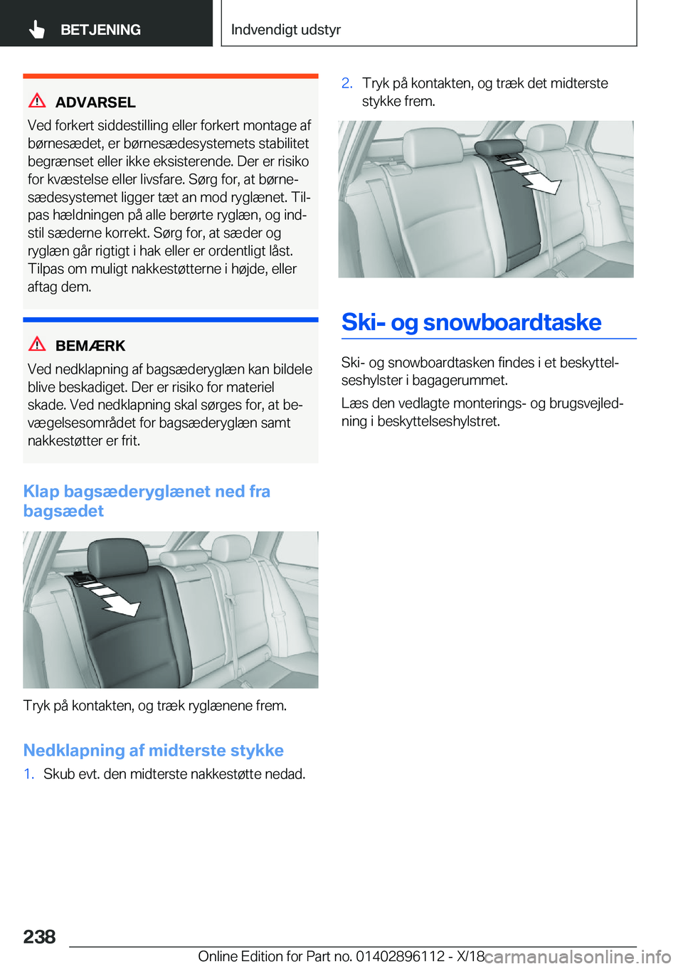 BMW X6 2019  InstruktionsbØger (in Danish) �A�D�V�A�R�S�E�L
�V�e�d��f�o�r�k�e�r�t��s�i�d�d�e�s�t�i�l�l�i�n�g��e�l�l�e�r��f�o�r�k�e�r�t��m�o�n�t�a�g�e��a�f
�b�