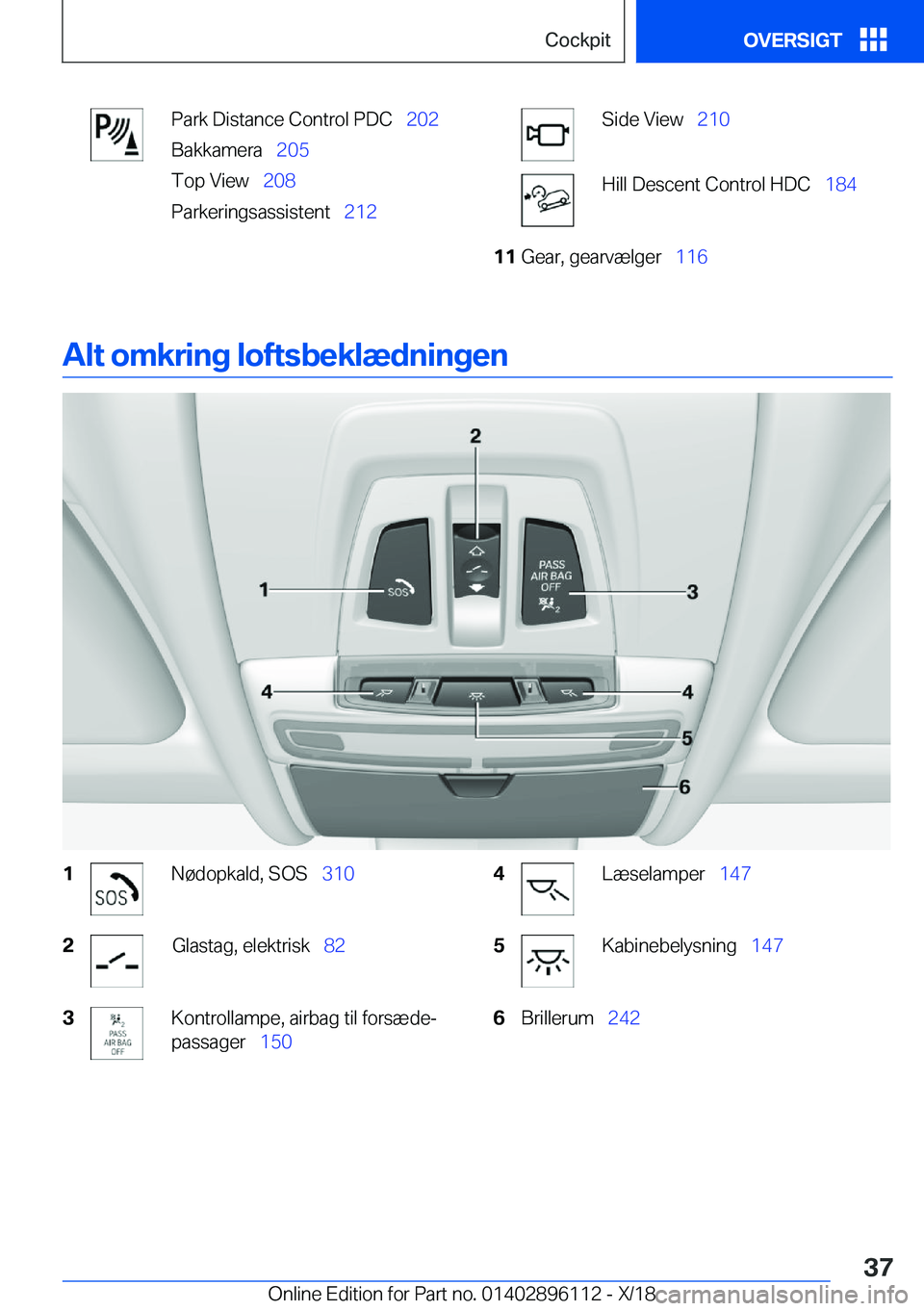BMW X6 2019  InstruktionsbØger (in Danish) �P�a�r�k��D�i�s�t�a�n�c�e��C�o�n�t�r�o�l��P�D�C\_�2�0�2
�B�a�k�k�a�m�e�r�a\_ �2�0�5
�T�o�p��V�i�e�w\_ �2�0�8
�P�a�r�k�e�r�i�n�g�s�a�s�s�i�s�t�e�n�t\_ �2�1�2�S�i�d�e��V�i�e�w\_�2�1�0�H�i