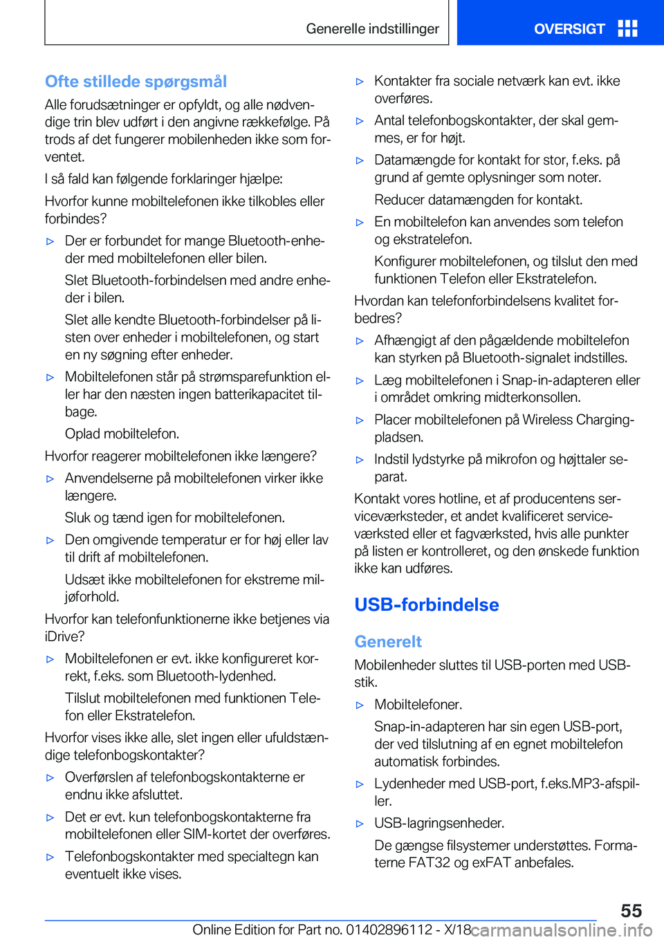 BMW X6 2019  InstruktionsbØger (in Danish) �O�f�t�e��s�t�i�l�l�e�d�e��s�p�