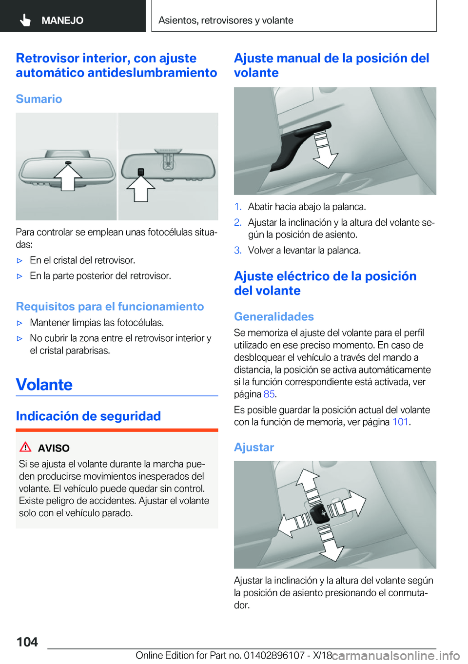 BMW X6 2019  Manuales de Empleo (in Spanish) �R�e�t�r�o�v�i�s�o�r��i�n�t�e�r�i�o�r�,��c�o�n��a�j�u�s�t�e
�a�u�t�o�m�