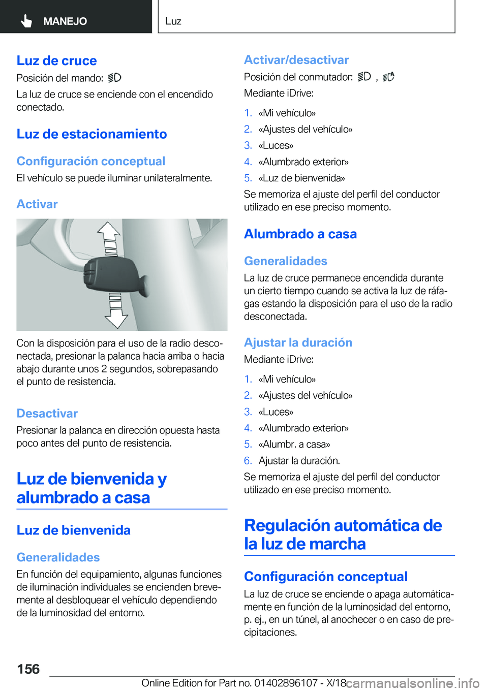 BMW X6 2019  Manuales de Empleo (in Spanish) �L�u�z��d�e��c�r�u�c�e�P�o�s�i�c�i�