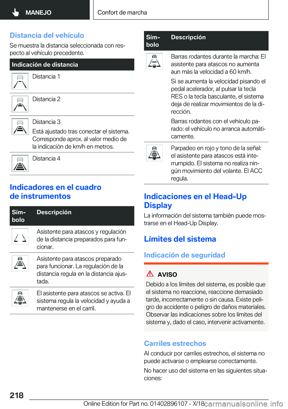 BMW X6 2019  Manuales de Empleo (in Spanish) �D�i�s�t�a�n�c�i�a��d�e�l��v�e�h�