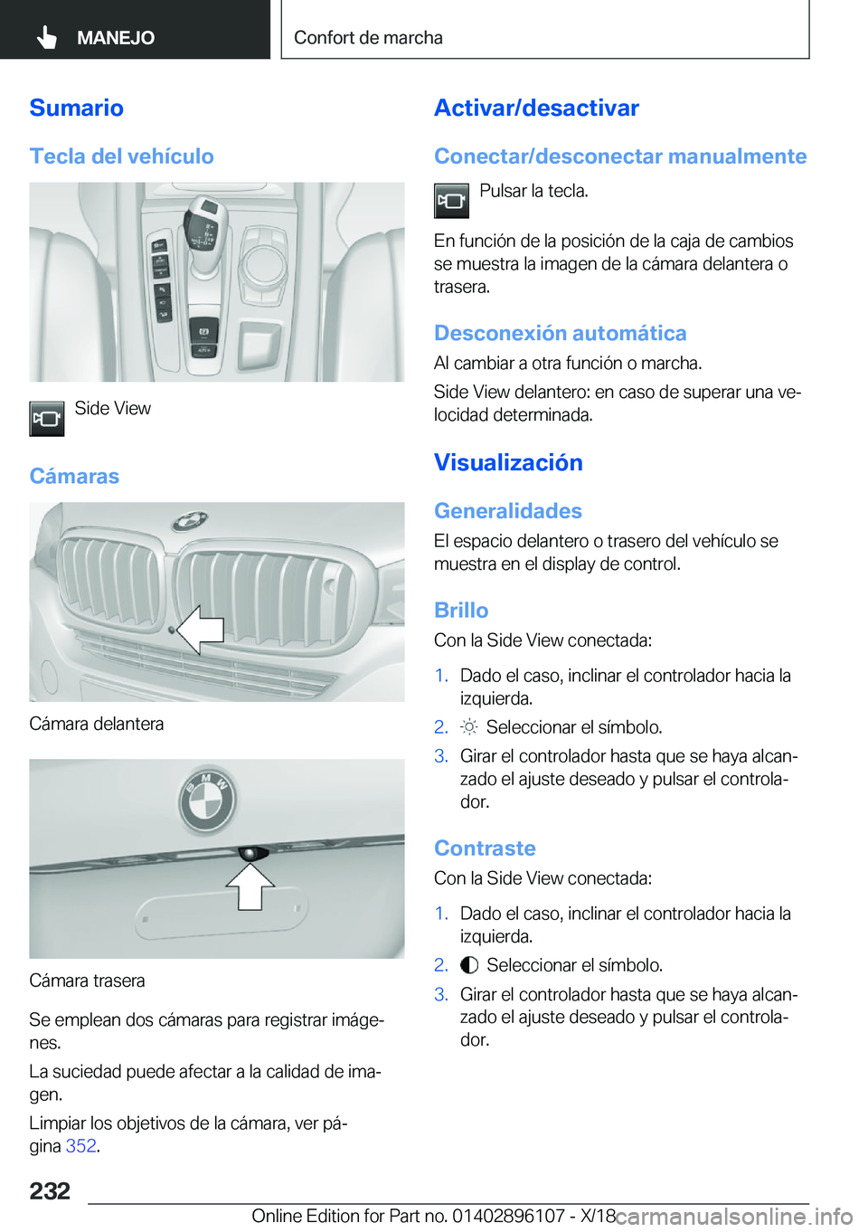 BMW X6 2019  Manuales de Empleo (in Spanish) �S�u�m�a�r�i�o�T�e�c�l�a��d�e�l��v�e�h�