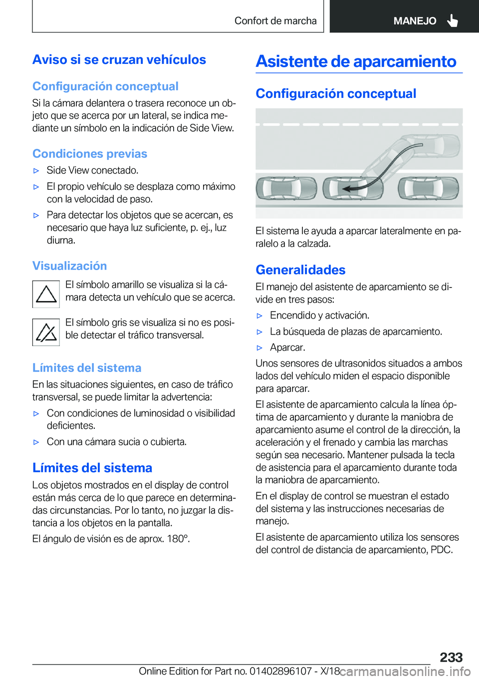 BMW X6 2019  Manuales de Empleo (in Spanish) �A�v�i�s�o��s�i��s�e��c�r�u�z�a�n��v�e�h�