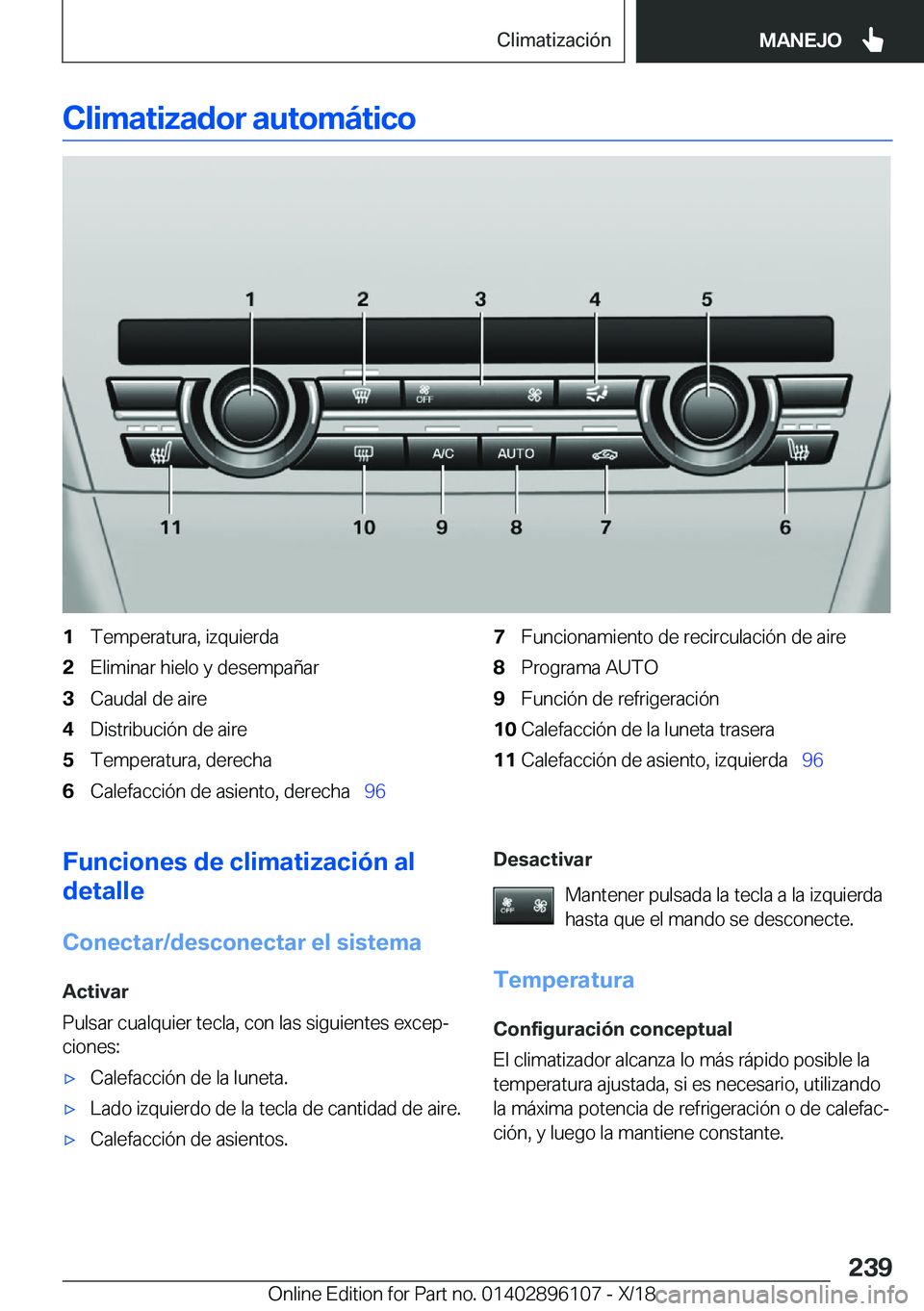 BMW X6 2019  Manuales de Empleo (in Spanish) �C�l�i�m�a�t�i�z�a�d�o�r��a�u�t�o�m�