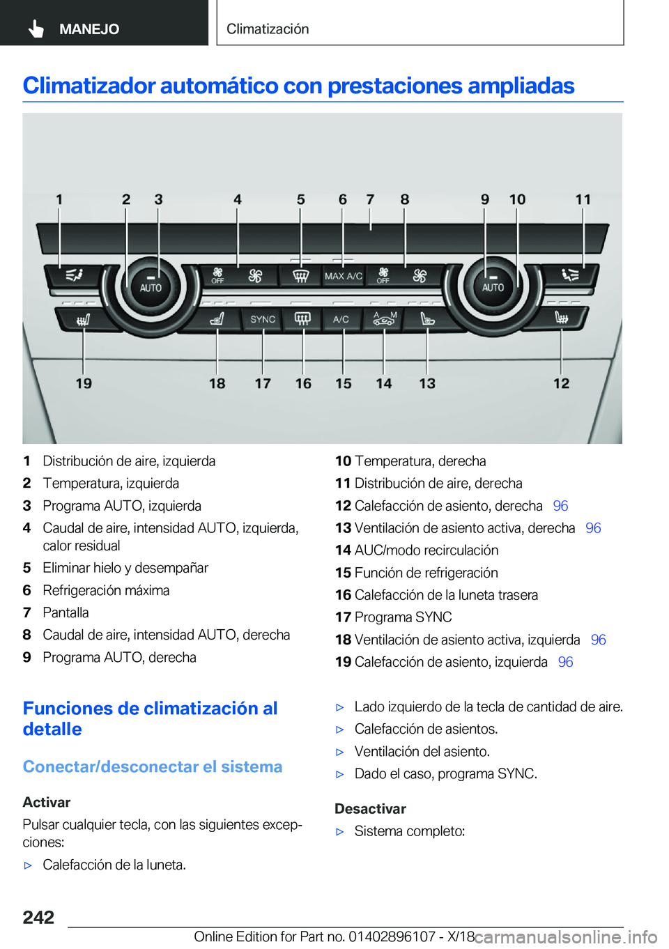 BMW X6 2019  Manuales de Empleo (in Spanish) �C�l�i�m�a�t�i�z�a�d�o�r��a�u�t�o�m�