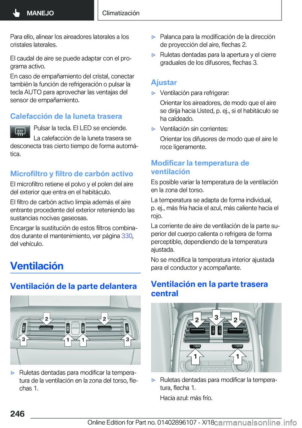 BMW X6 2019  Manuales de Empleo (in Spanish) �P�a�r�a��e�l�l�o�,��a�l�i�n�e�a�r��l�o�s��a�i�r�e�a�d�o�r�e�s��l�a�t�e�r�a�l�e�s��a��l�o�s
�c�r�i�s�t�a�l�e�s��l�a�t�e�r�a�l�e�s�.
�E�l��c�a�u�d�a�l��d�e��a�i�r�e��s�e��p�u�e�d�e��a�d�a