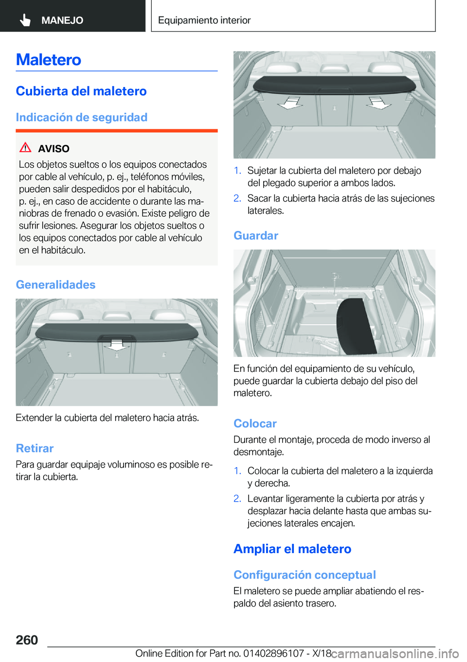BMW X6 2019  Manuales de Empleo (in Spanish) �M�a�l�e�t�e�r�o
�C�u�b�i�e�r�t�a��d�e�l��m�a�l�e�t�e�r�o
�I�n�d�i�c�a�c�i�