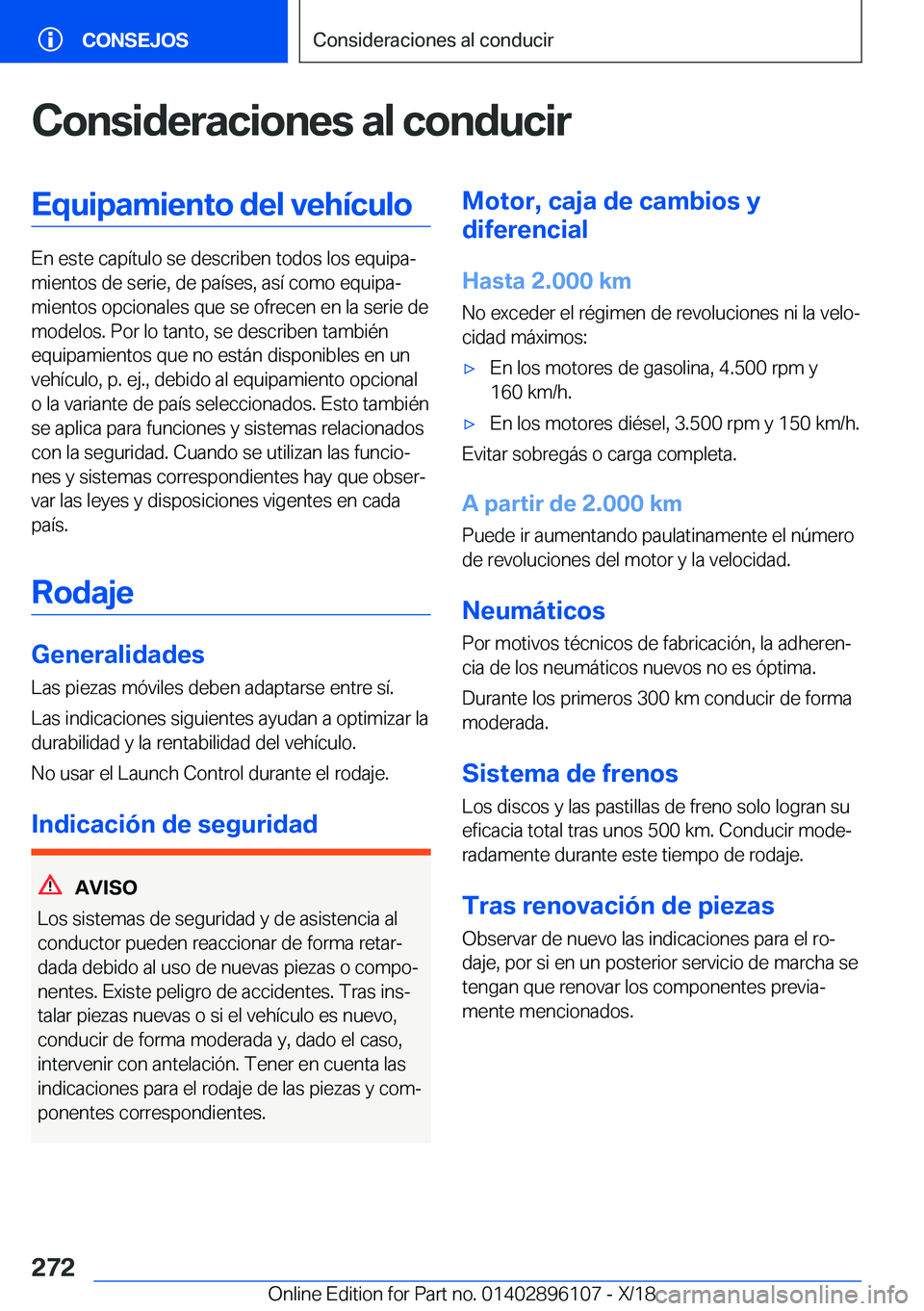 BMW X6 2019  Manuales de Empleo (in Spanish) �C�o�n�s�i�d�e�r�a�c�i�o�n�e�s��a�l��c�o�n�d�u�c�i�r�E�q�u�i�p�a�m�i�e�n�t�o��d�e�l��v�e�h�