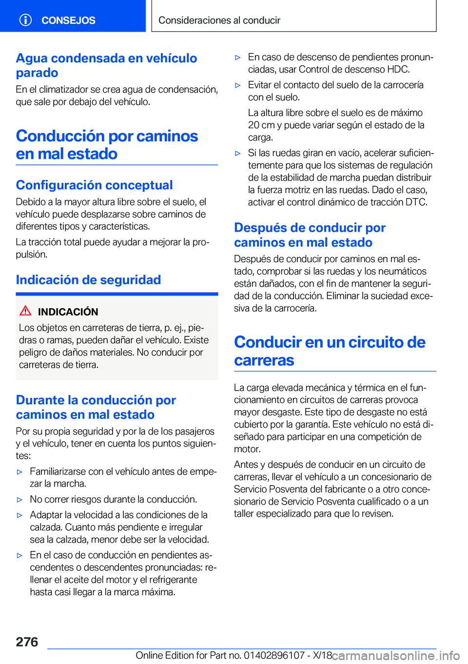 BMW X6 2019  Manuales de Empleo (in Spanish) �A�g�u�a��c�o�n�d�e�n�s�a�d�a��e�n��v�e�h�
