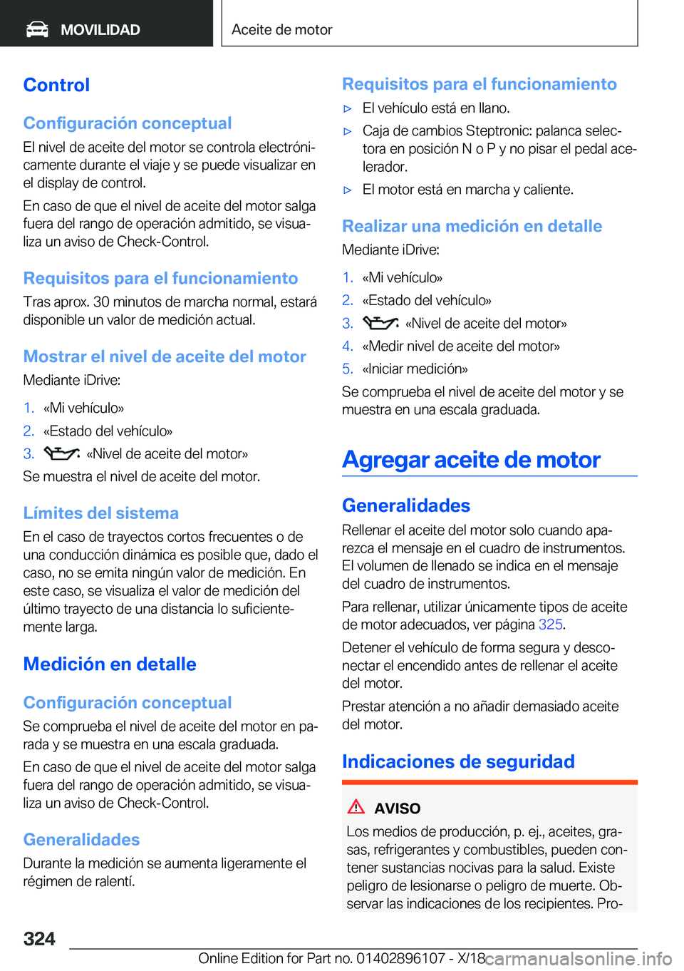 BMW X6 2019  Manuales de Empleo (in Spanish) �C�o�n�t�r�o�l
�C�o�n�f�i�g�u�r�a�c�i�