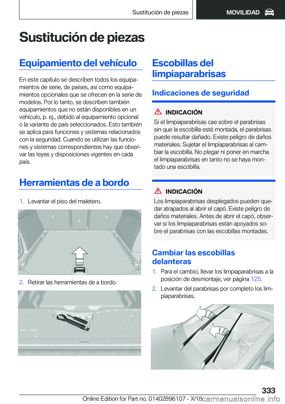 BMW X6 2019  Manuales de Empleo (in Spanish) �S�u�s�t�i�t�u�c�i�