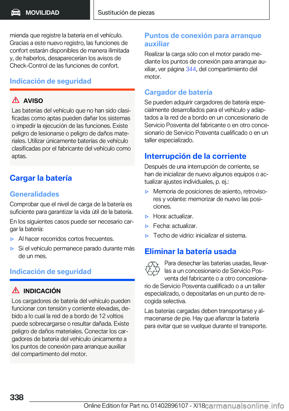 BMW X6 2019  Manuales de Empleo (in Spanish) �m�i�e�n�d�a��q�u�e��r�e�g�i�s�t�r�e��l�a��b�a�t�e�r�