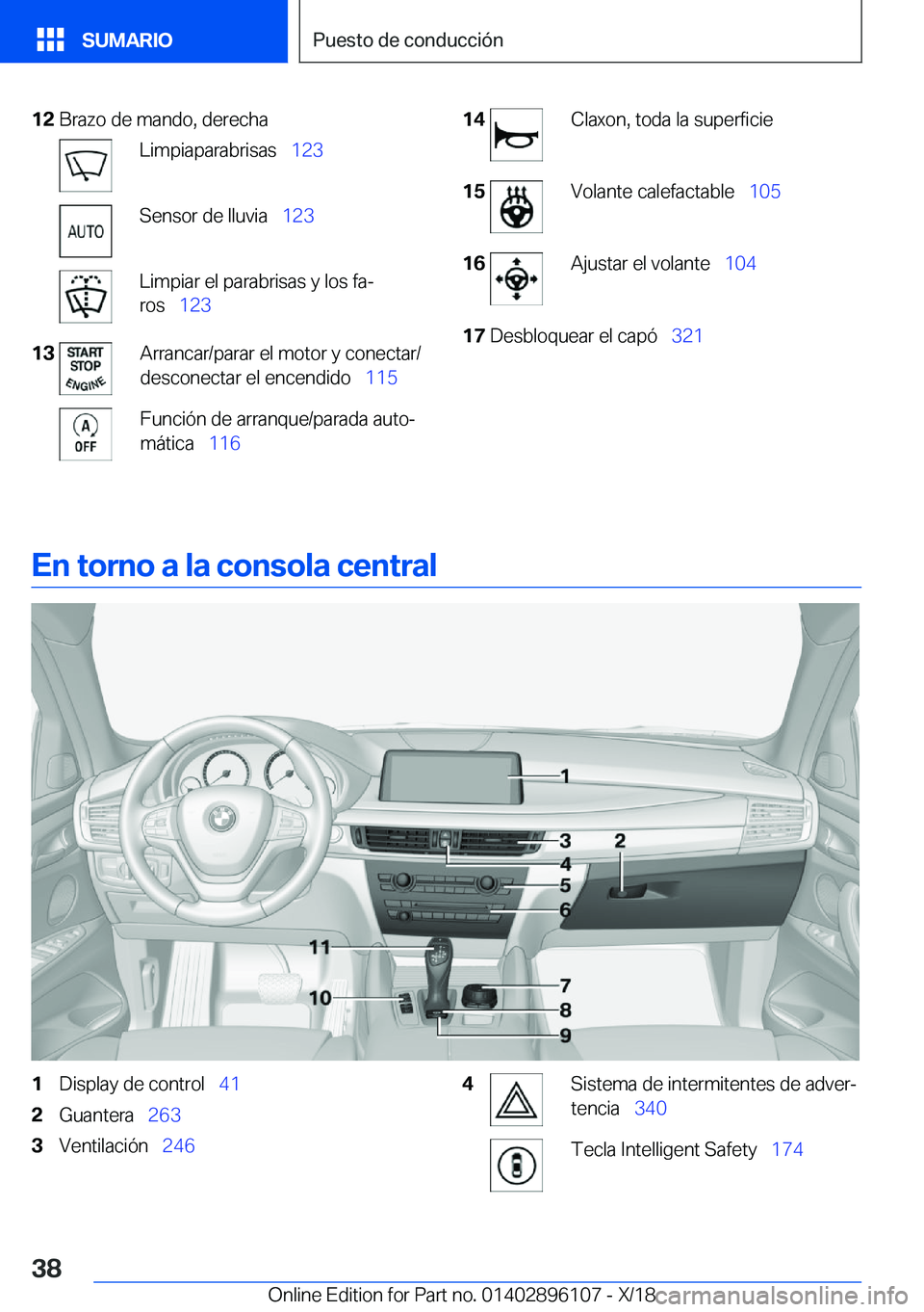 BMW X6 2019  Manuales de Empleo (in Spanish) �1�2�B�r�a�z�o��d�e��m�a�n�d�o�,��d�e�r�e�c�h�a�L�i�m�p�i�a�p�a�r�a�b�r�i�s�a�s\_�1�2�3�S�e�n�s�o�r��d�e��l�l�u�v�i�a\_�1�2�3�L�i�m�p�i�a�r��e�l��p�a�r�a�b�r�i�s�a�s��y��l�o�s��f�aª
�r