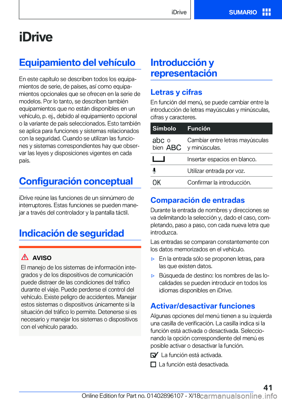 BMW X6 2019  Manuales de Empleo (in Spanish) �i�D�r�i�v�e�E�q�u�i�p�a�m�i�e�n�t�o��d�e�l��v�e�h�