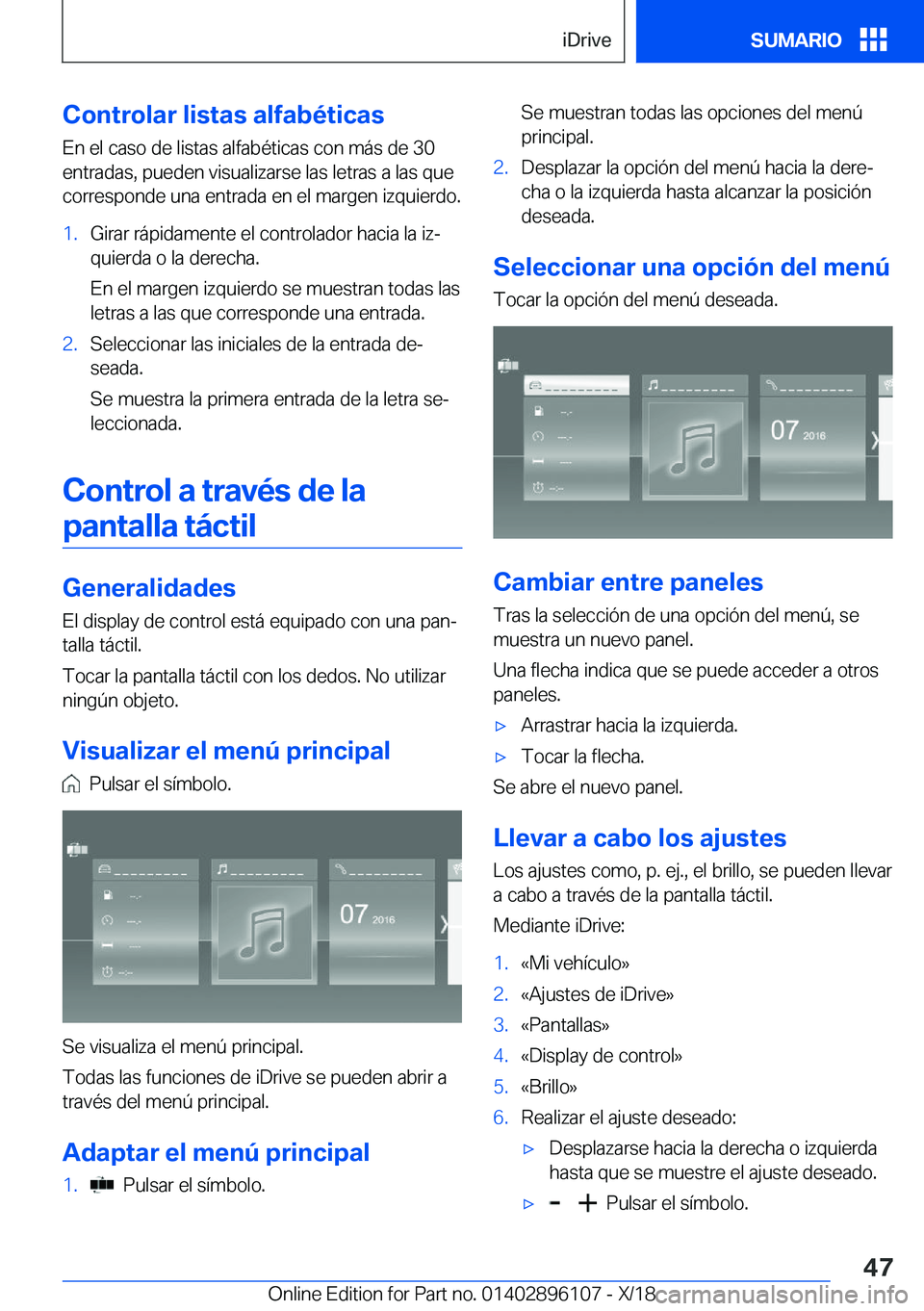 BMW X6 2019  Manuales de Empleo (in Spanish) �C�o�n�t�r�o�l�a�r��l�i�s�t�a�s��a�l�f�a�b�