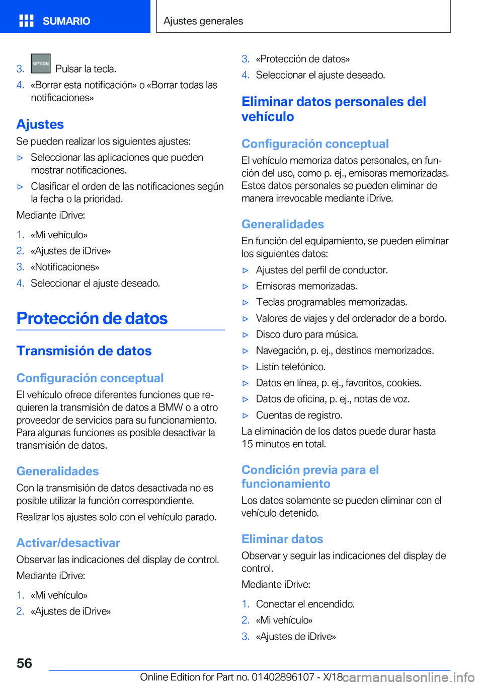 BMW X6 2019  Manuales de Empleo (in Spanish) �3�.���P�u�l�s�a�r��l�a��t�e�c�l�a�.�4�.�«�B�o�r�r�a�r��e�s�t�a��n�o�t�i�f�i�c�a�c�i�