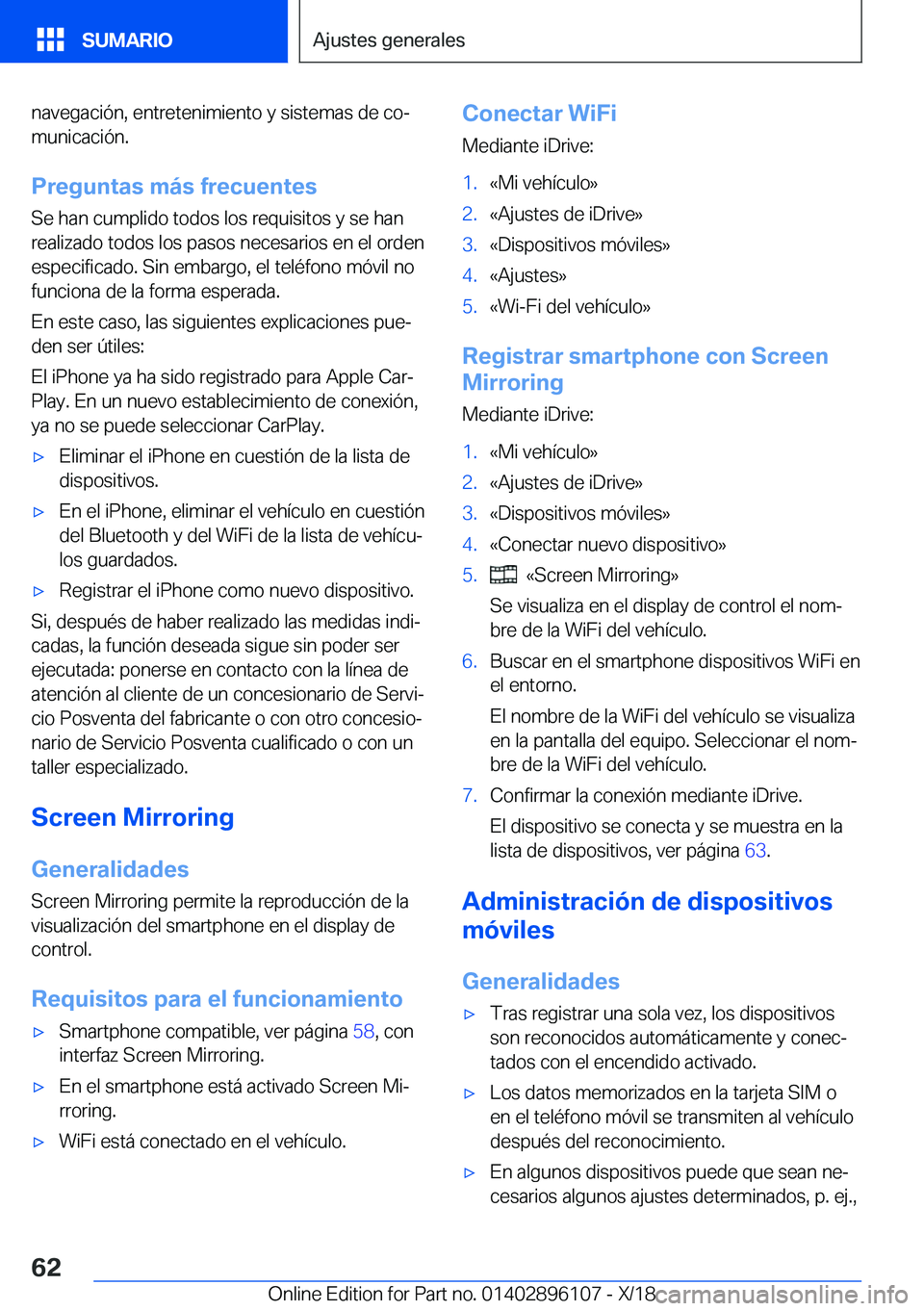 BMW X6 2019  Manuales de Empleo (in Spanish) �n�a�v�e�g�a�c�i�