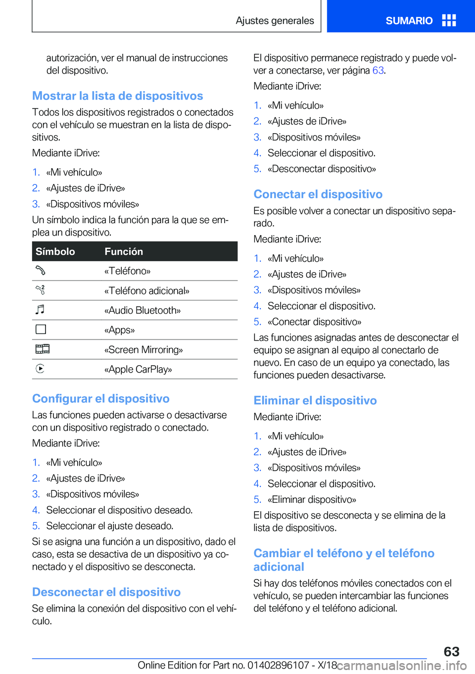 BMW X6 2019  Manuales de Empleo (in Spanish) �a�u�t�o�r�i�z�a�c�i�