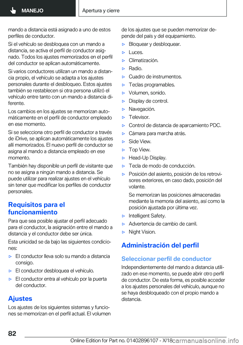 BMW X6 2019  Manuales de Empleo (in Spanish) �m�a�n�d�o��a��d�i�s�t�a�n�c�i�a��e�s�t�