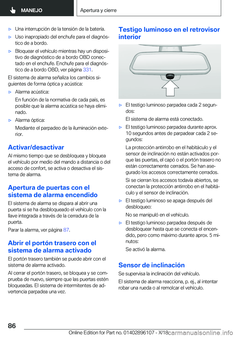 BMW X6 2019  Manuales de Empleo (in Spanish) x�U�n�a��i�n�t�e�r�r�u�p�c�i�