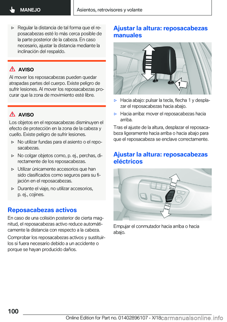 BMW X6 2019  Manuales de Empleo (in Spanish) x�R�e�g�u�l�a�r��l�a��d�i�s�t�a�n�c�i�a��d�e��t�a�l��f�o�r�m�a��q�u�e��e�l��r�eª�p�o�s�a�c�a�b�e�z�a�s��e�s�t�