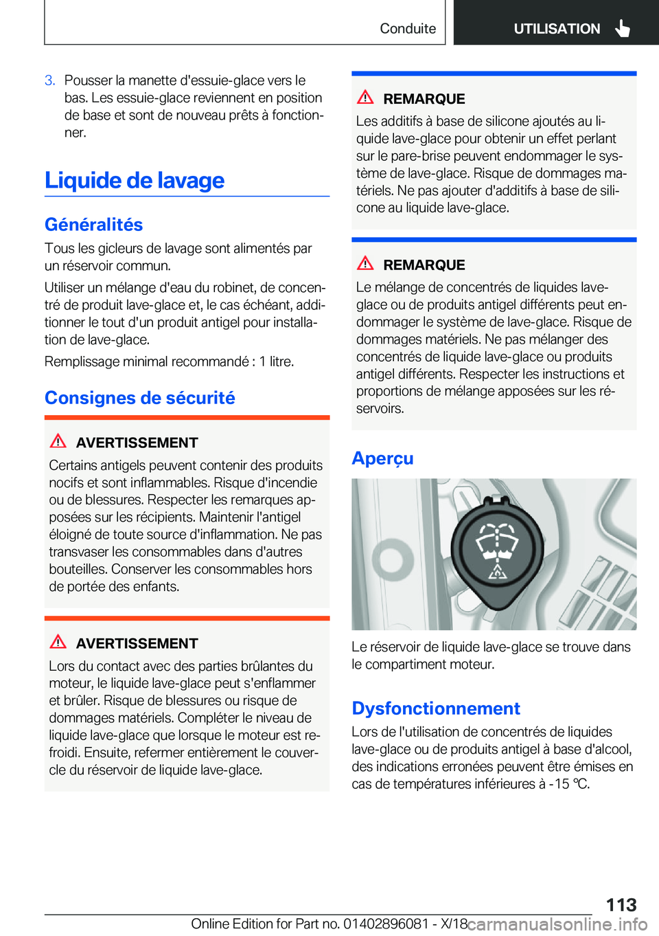 BMW X6 2019  Notices Demploi (in French) �3�.�P�o�u�s�s�e�r��l�a��m�a�n�e�t�t�e��d�'�e�s�s�u�i�e�-�g�l�a�c�e��v�e�r�s��l�e�b�a�s�.��L�e�s��e�s�s�u�i�e�-�g�l�a�c�e��r�e�v�i�e�n�n�e�n�t��e�n��p�o�s�i�t�i�o�n
�d�e��b�a�s�e��e�t�