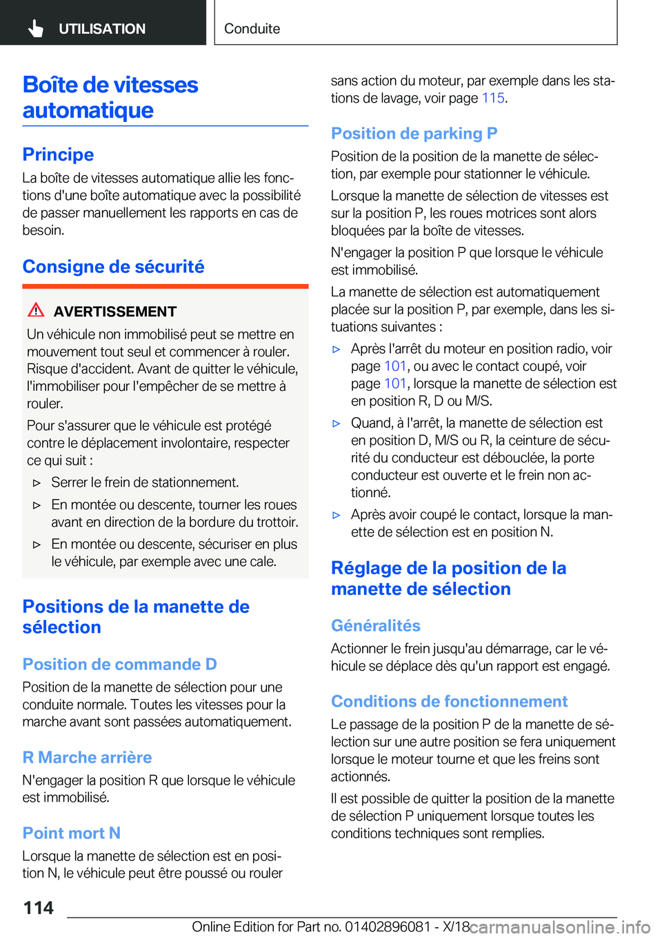 BMW X6 2019  Notices Demploi (in French) �B�o�