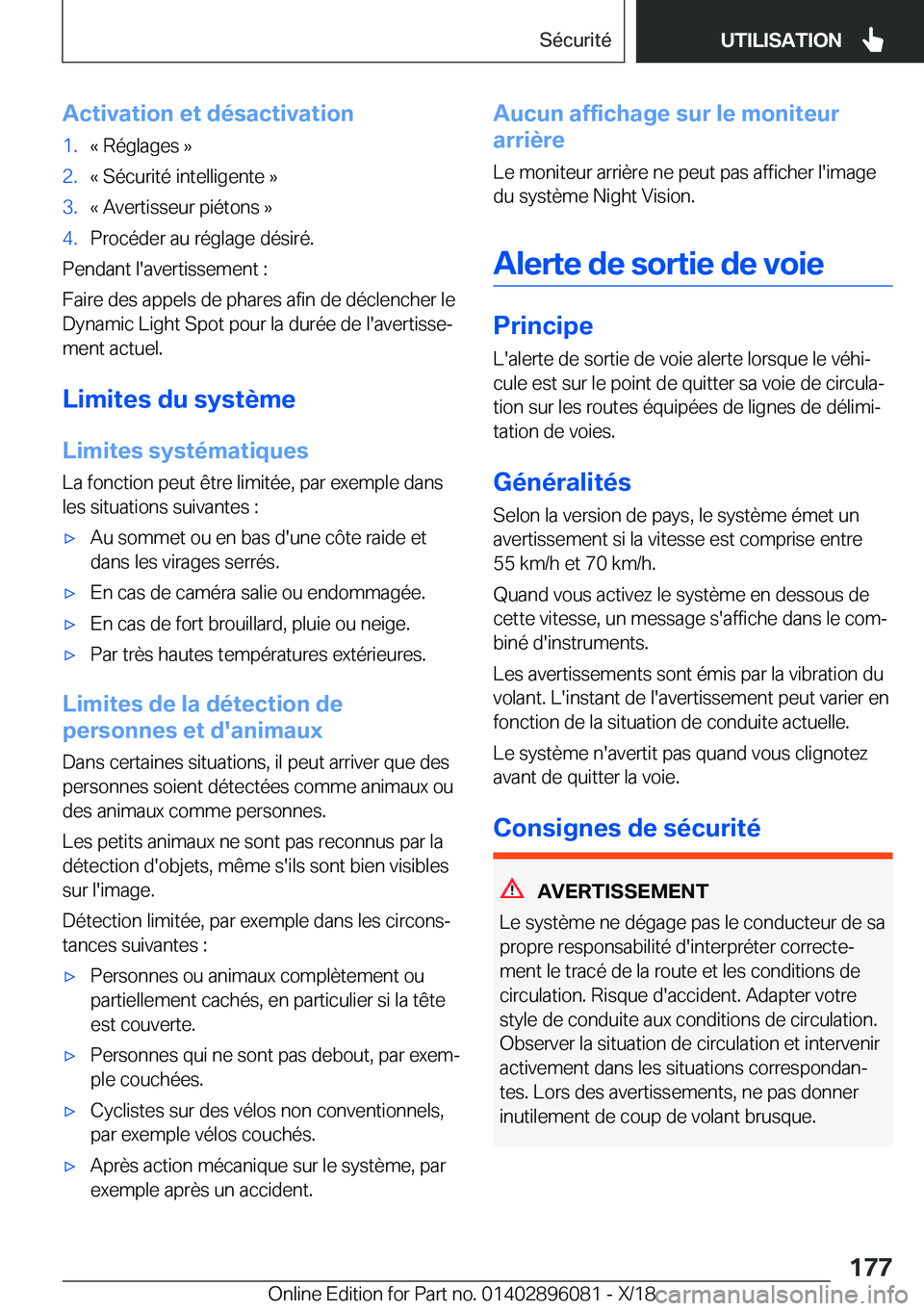 BMW X6 2019  Notices Demploi (in French) �A�c�t�i�v�a�t�i�o�n��e�t��d�é�s�a�c�t�i�v�a�t�i�o�n�1�.�k��R�é�g�l�a�g�e�s��{�2�.�k��S�é�c�u�r�i�t�é��i�n�t�e�l�l�i�g�e�n�t�e��{�3�.�k��A�v�e�r�t�i�s�s�e�u�r��p�i�é�t�o�n�s��{�4�.�P�r�