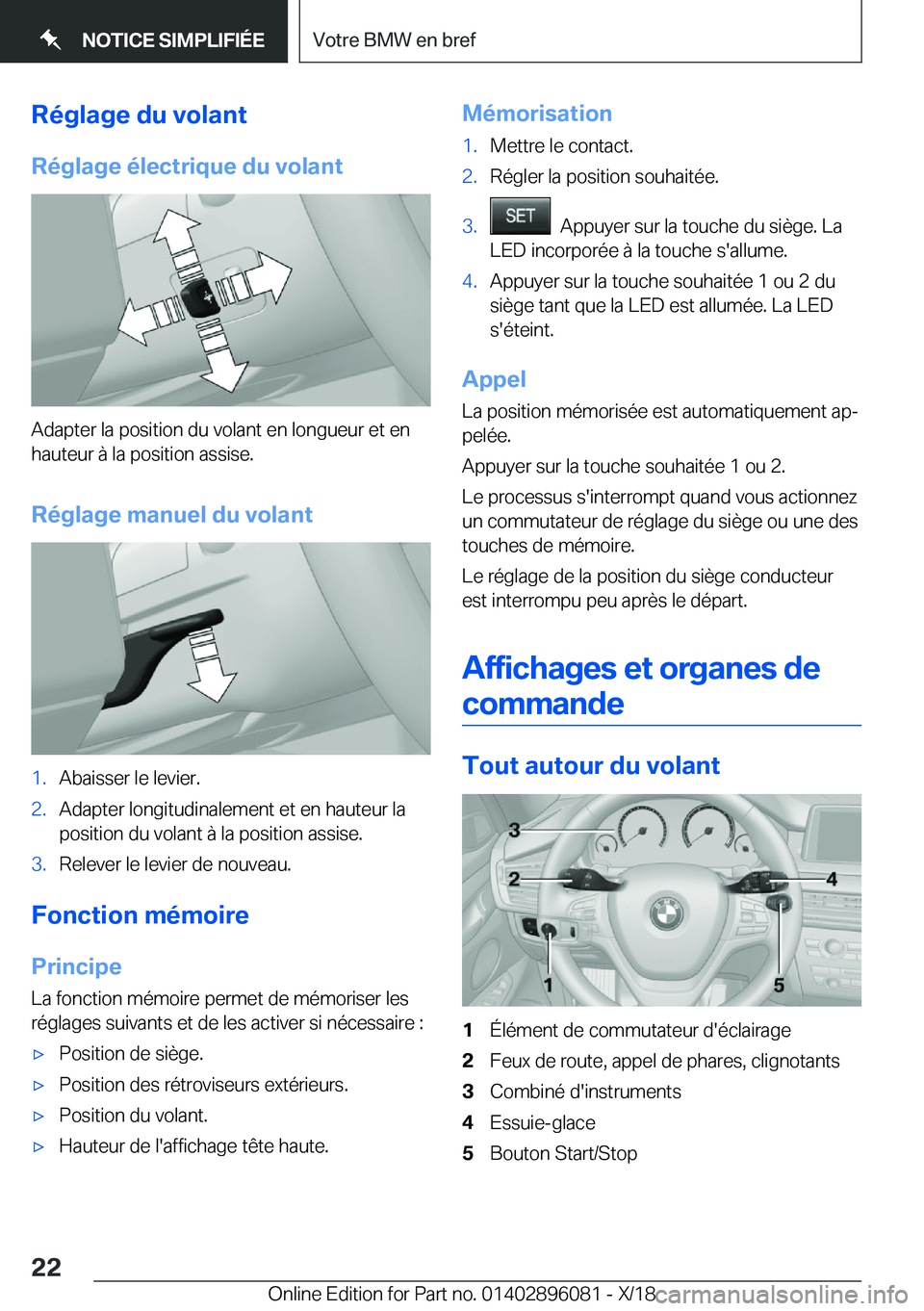 BMW X6 2019  Notices Demploi (in French) �R�é�g�l�a�g�e��d�u��v�o�l�a�n�t�R�é�g�l�a�g�e��é�l�e�c�t�r�i�q�u�e��d�u��v�o�l�a�n�t
�A�d�a�p�t�e�r��l�a��p�o�s�i�t�i�o�n��d�u��v�o�l�a�n�t��e�n��l�o�n�g�u�e�u�r��e�t��e�n�h�a�u�t�e�u