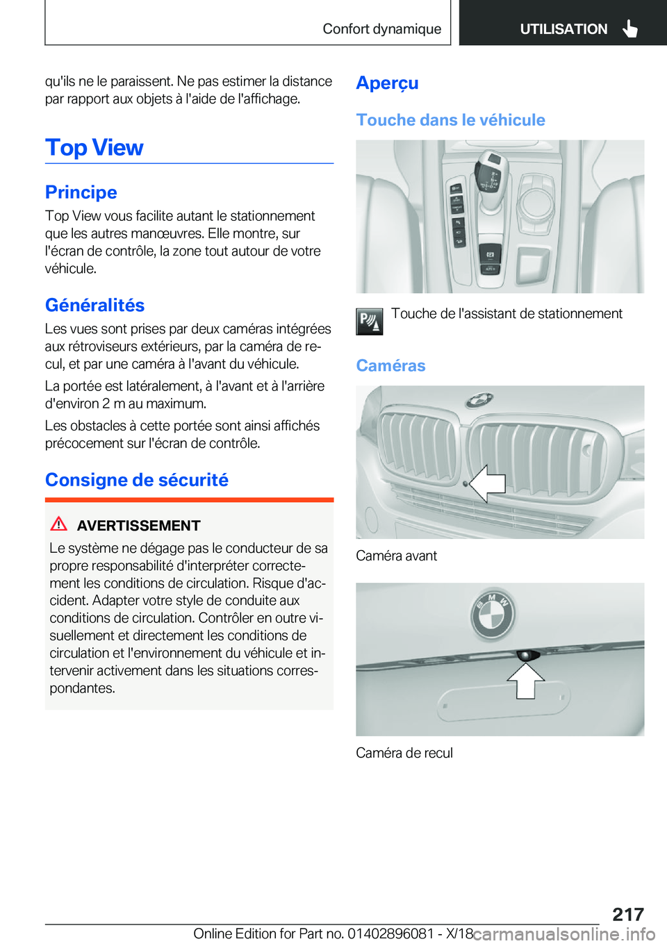 BMW X6 2019  Notices Demploi (in French) �q�u�'�i�l�s��n�e��l�e��p�a�r�a�i�s�s�e�n�t�.��N�e��p�a�s��e�s�t�i�m�e�r��l�a��d�i�s�t�a�n�c�e
�p�a�r��r�a�p�p�o�r�t��a�u�x��o�b�j�e�t�s��