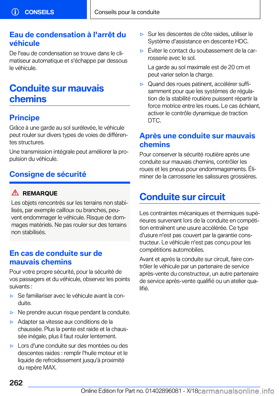 BMW X6 2019  Notices Demploi (in French) �E�a�u��d�e��c�o�n�d�e�n�s�a�t�i�o�n��