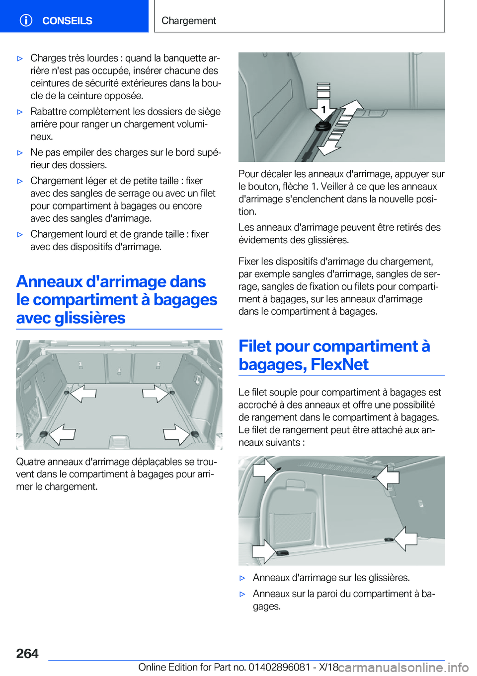 BMW X6 2019  Notices Demploi (in French) 'x�C�h�a�r�g�e�s��t�r�è�s��l�o�u�r�d�e�s��:��q�u�a�n�d��l�a��b�a�n�q�u�e�t�t�e��a�rj�r�i�è�r�e��n�'�e�s�t��p�a�s��o�c�c�u�p�é�e�,��i�n�s�é�r�e�r��c�h�a�c�u�n�e��d�e�s�c�e�i�n