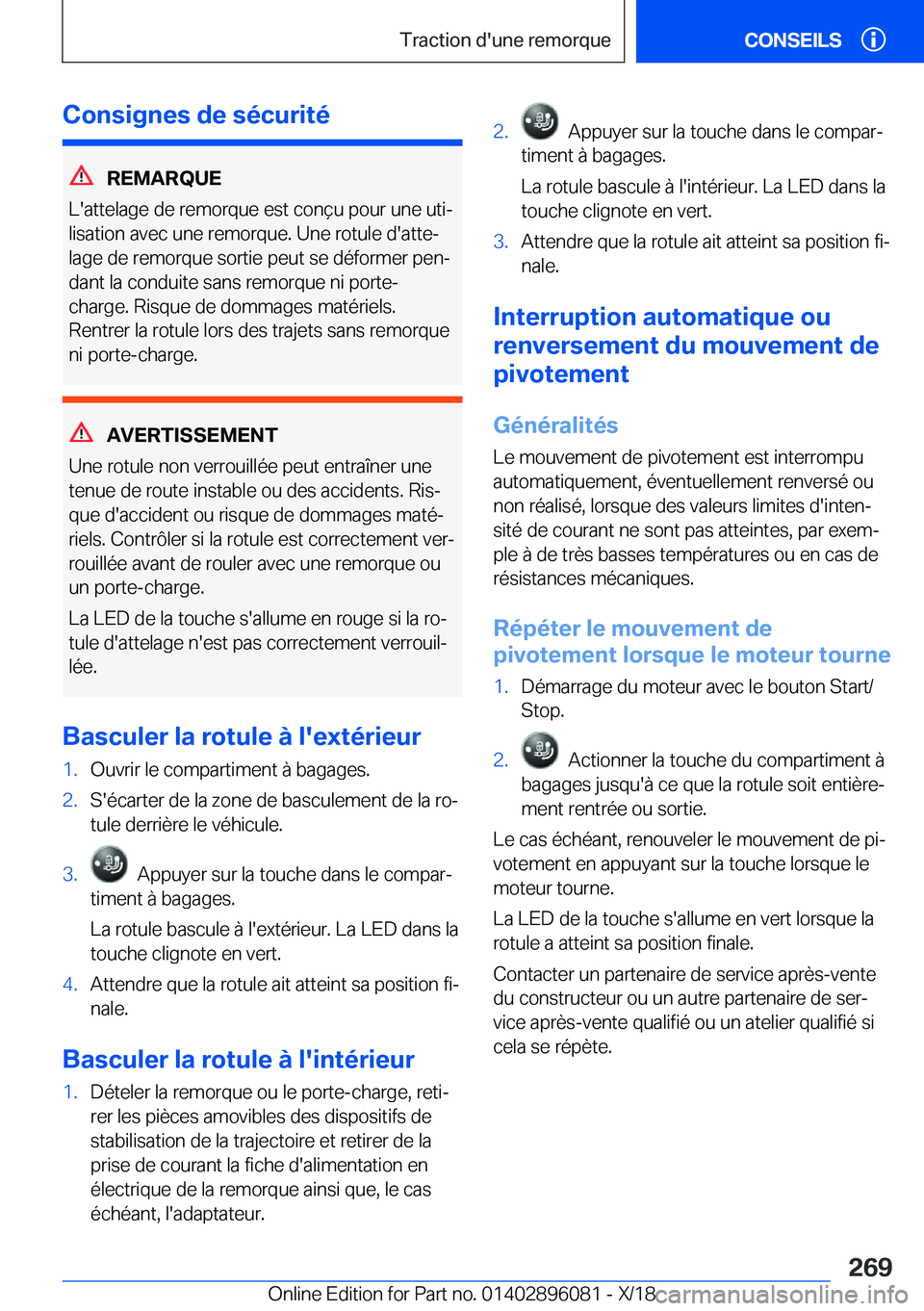 BMW X6 2019  Notices Demploi (in French) �C�o�n�s�i�g�n�e�s��d�e��s�é�c�u�r�i�t�é
�R�E�M�A�R�Q�U�E
�L�'�a�t�t�e�l�a�g�e��d�e��r�e�m�o�r�q�u�e��e�s�t��c�o�n�ç�u��p�o�u�r��u�n�e��u�t�ij �l�i�s�a�t�i�o�n��a�v�e�c��u�n�e��r�e