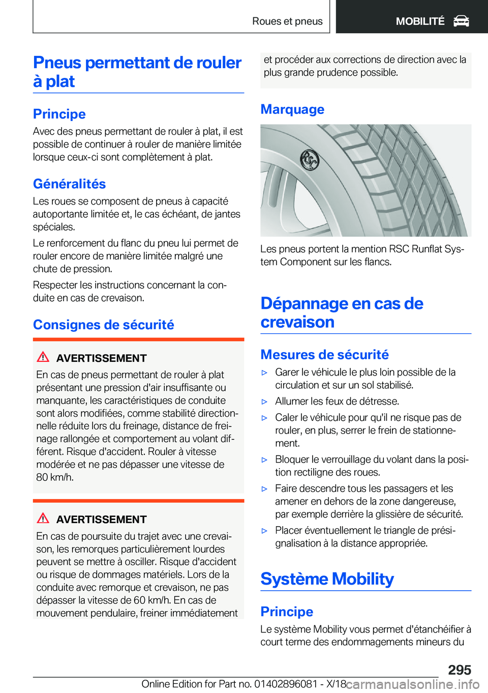 BMW X6 2019  Notices Demploi (in French) �P�n�e�u�s��p�e�r�m�e�t�t�a�n�t��d�e��r�o�u�l�e�r�