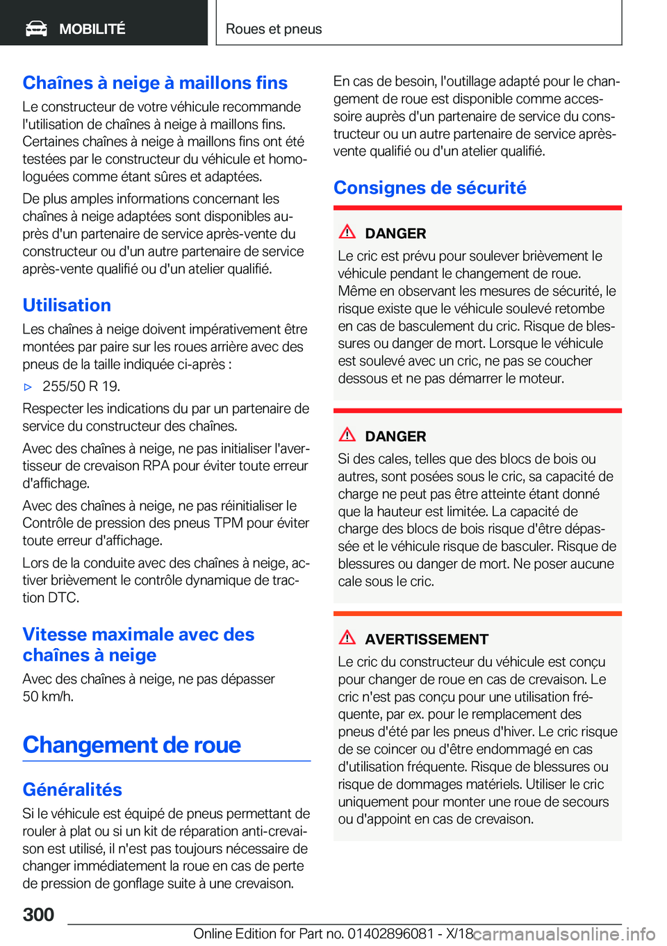 BMW X6 2019  Notices Demploi (in French) �C�h�a�