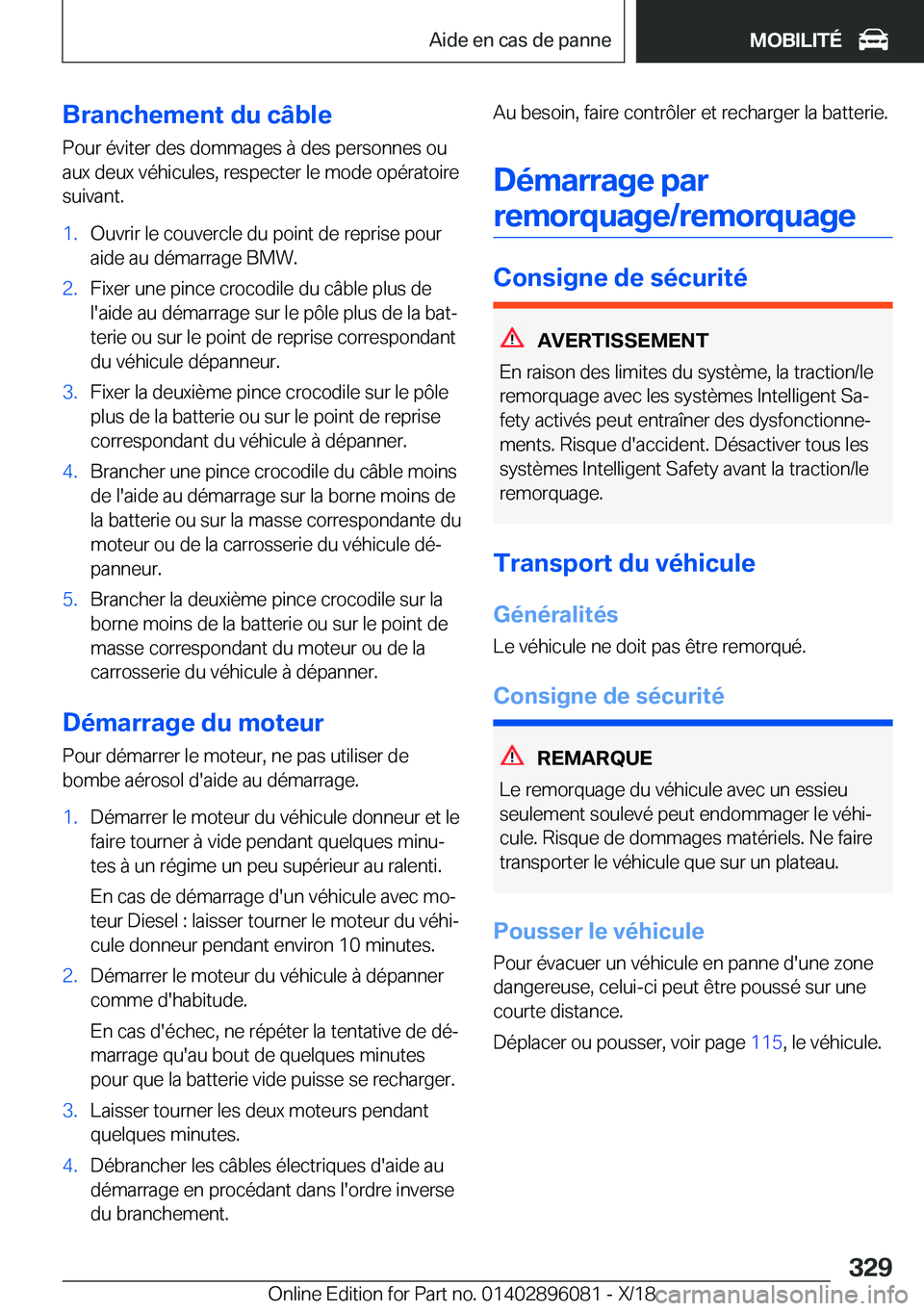 BMW X6 2019  Notices Demploi (in French) �B�r�a�n�c�h�e�m�e�n�t��d�u��c�