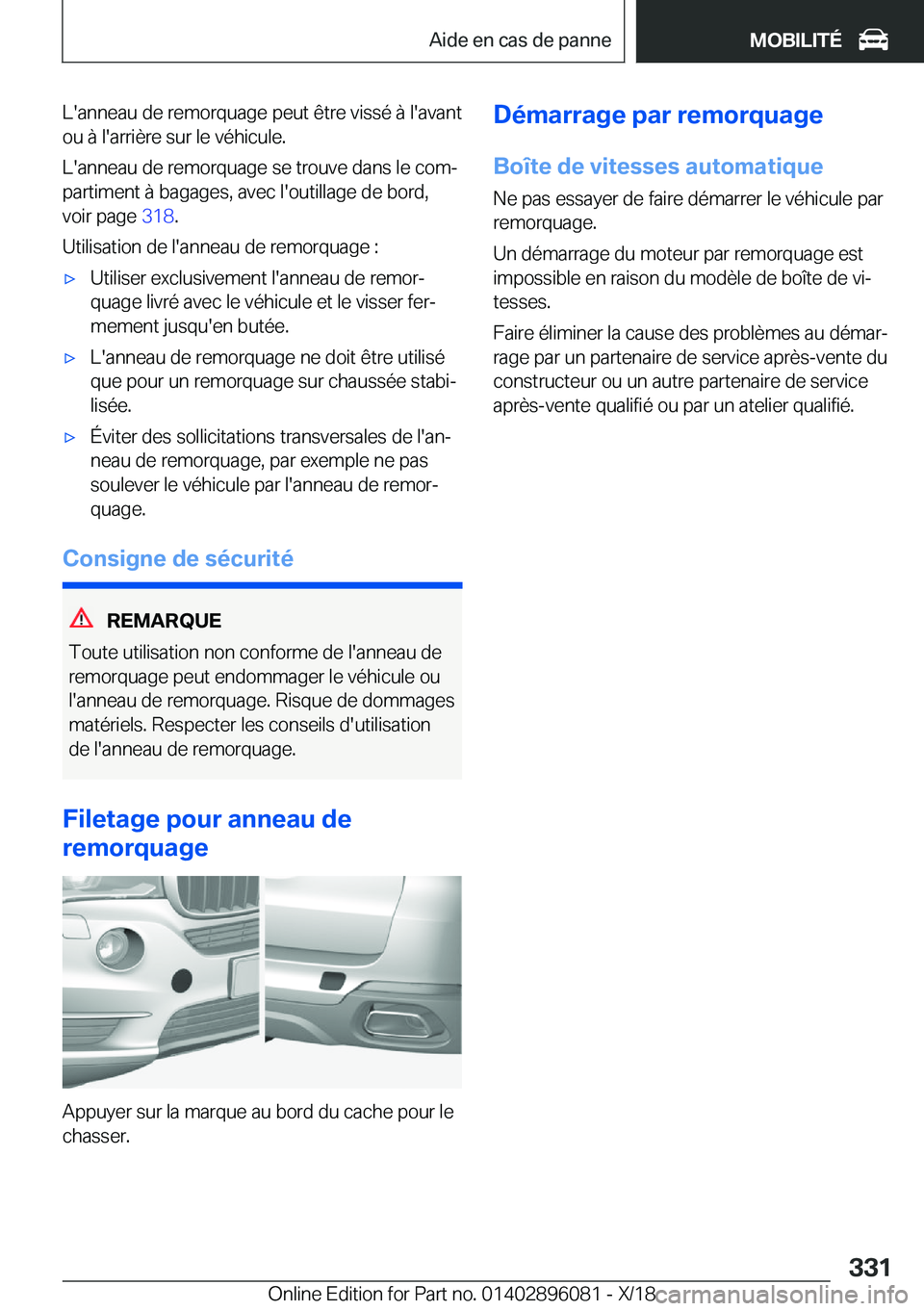 BMW X6 2019  Notices Demploi (in French) �L�'�a�n�n�e�a�u��d�e��r�e�m�o�r�q�u�a�g�e��p�e�u�t��ê�t�r�e��v�i�s�s�é��
