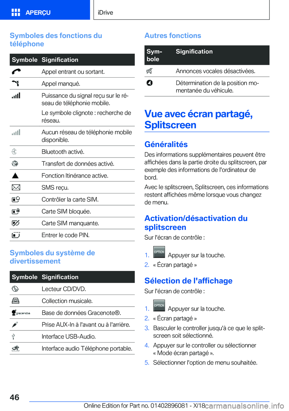 BMW X6 2019  Notices Demploi (in French) �S�y�m�b�o�l�e�s��d�e�s��f�o�n�c�t�i�o�n�s��d�u
�t�é�l�é�p�h�o�n�e�S�y�m�b�o�l�e�S�i�g�n�i�f�i�c�a�t�i�o�n��A�p�p�e�l��e�n�t�r�a�n�t��o�u��s�o�r�t�a�n�t�.��A�p�p�e�l��m�a�n�q�u�é�.��P�u�i