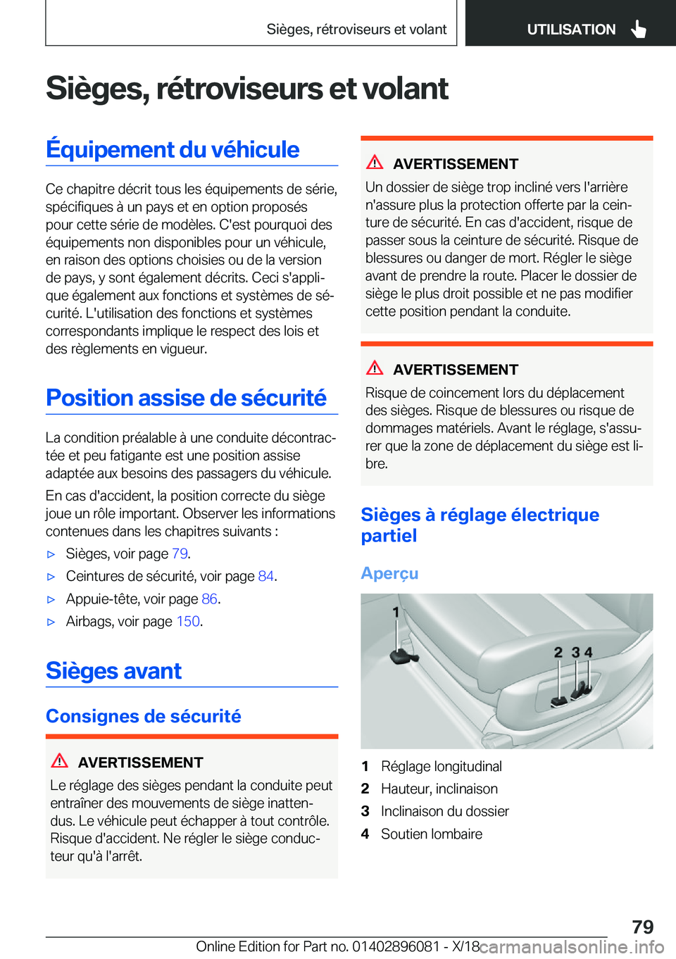 BMW X6 2019  Notices Demploi (in French) �S�i�è�g�e�s�,��r�é�t�r�o�v�i�s�e�u�r�s��e�t��v�o�l�a�n�t�É�q�u�i�p�e�m�e�n�t��d�u��v�é�h�i�c�u�l�e
�C�e��c�h�a�p�i�t�r�e��d�é�c�r�i�t��t�o�u�s��l�e�s��é�q�u�i�p�e�m�e�n�t�s��d�e��s�
