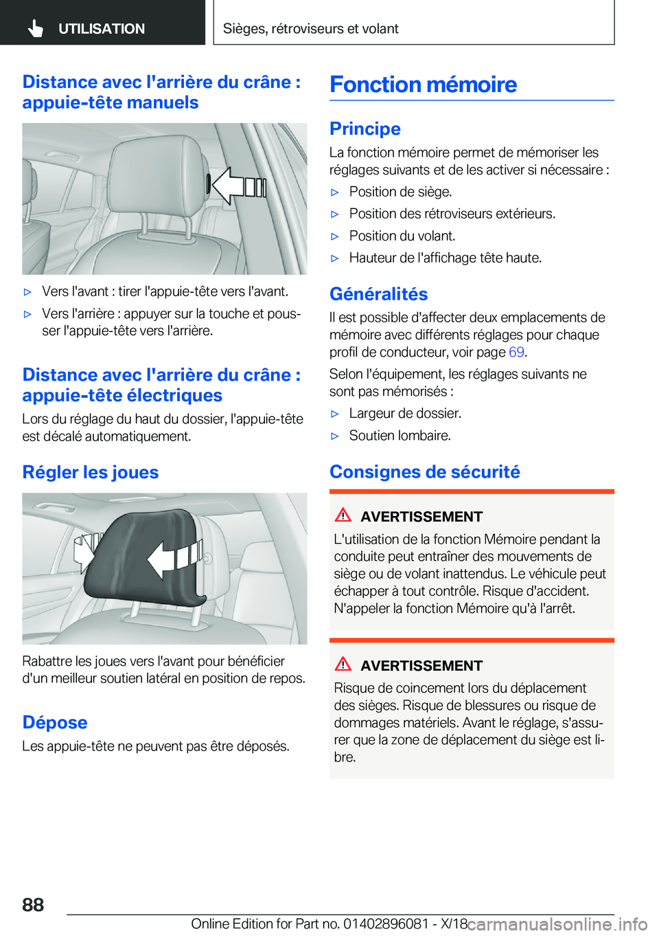 BMW X6 2019  Notices Demploi (in French) �D�i�s�t�a�n�c�e��a�v�e�c��l�'�a�r�r�i�è�r�e��d�u��c�r�