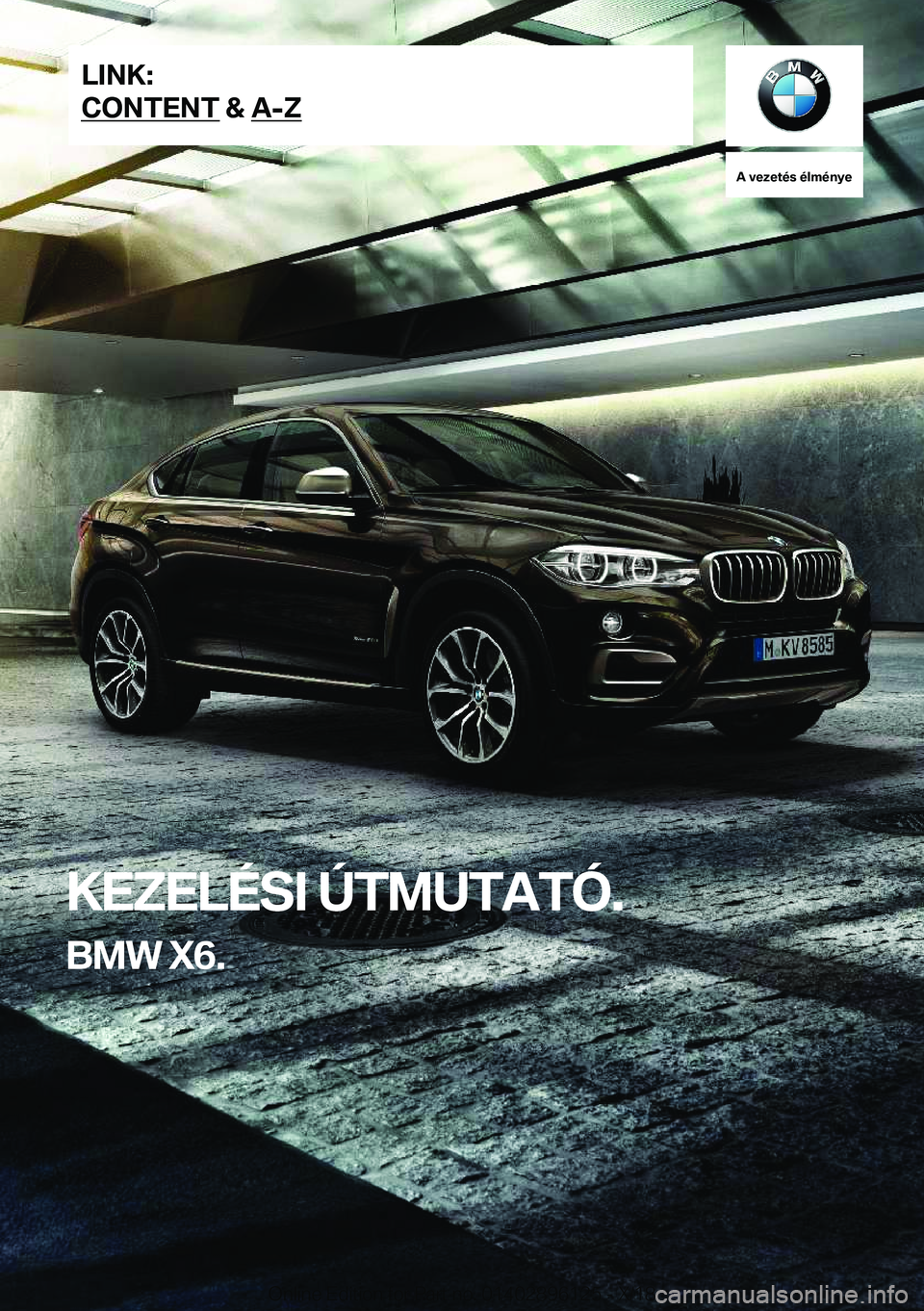 BMW X6 2019  Kezelési útmutató (in Hungarian) �A��v�e�z�e�t�