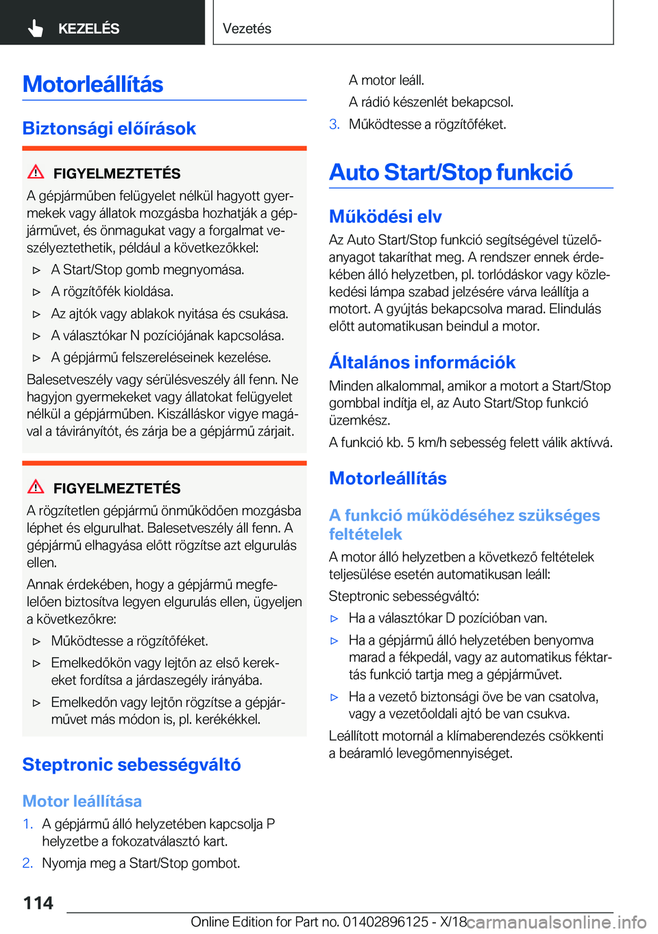BMW X6 2019  Kezelési útmutató (in Hungarian) �M�o�t�o�r�l�e�
