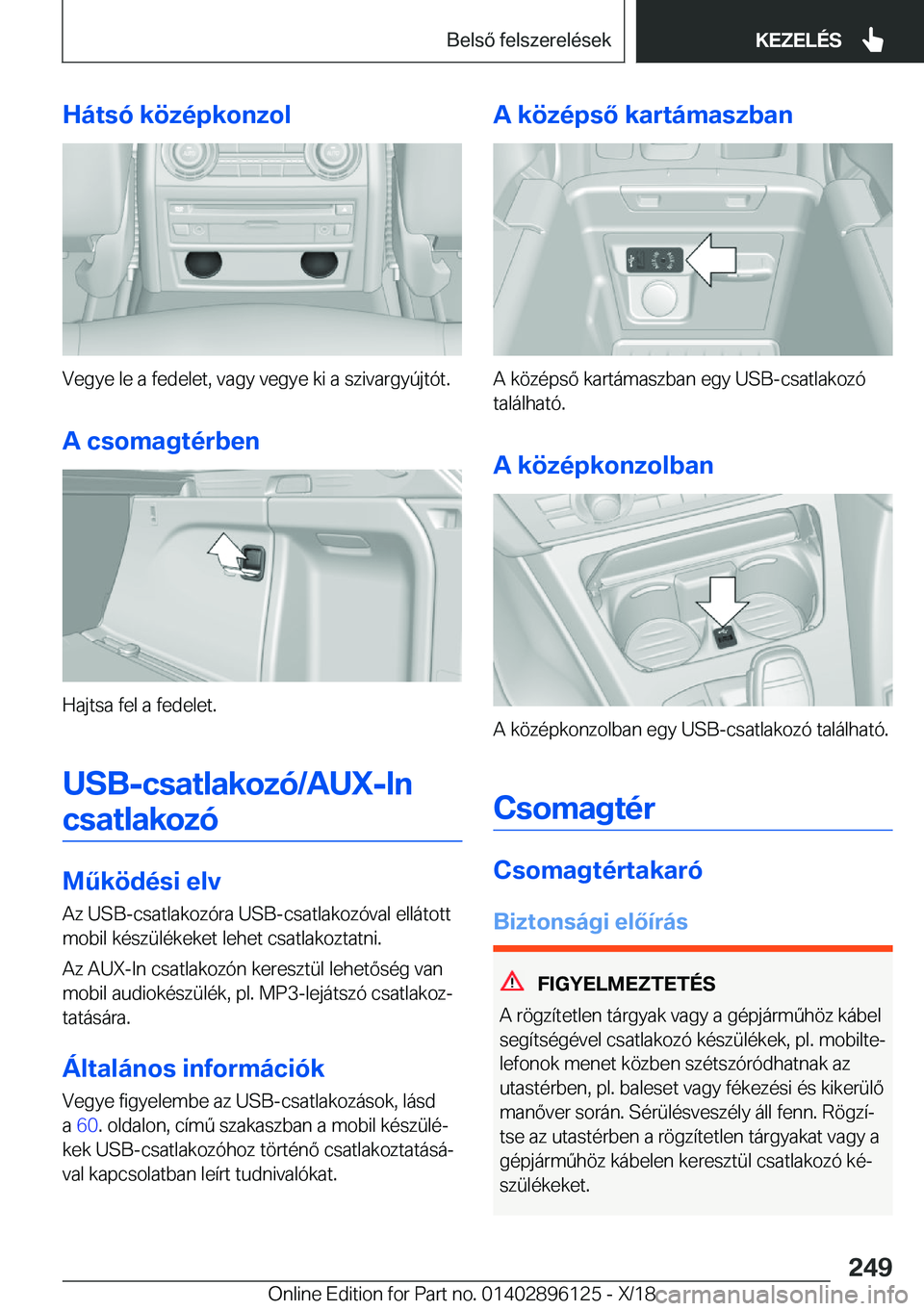 BMW X6 2019  Kezelési útmutató (in Hungarian) �H�