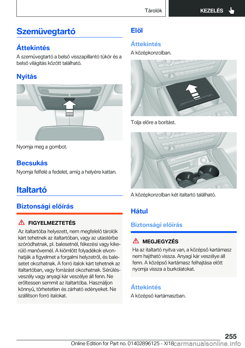 BMW X6 2019  Kezelési útmutató (in Hungarian) �S�z�e�m�